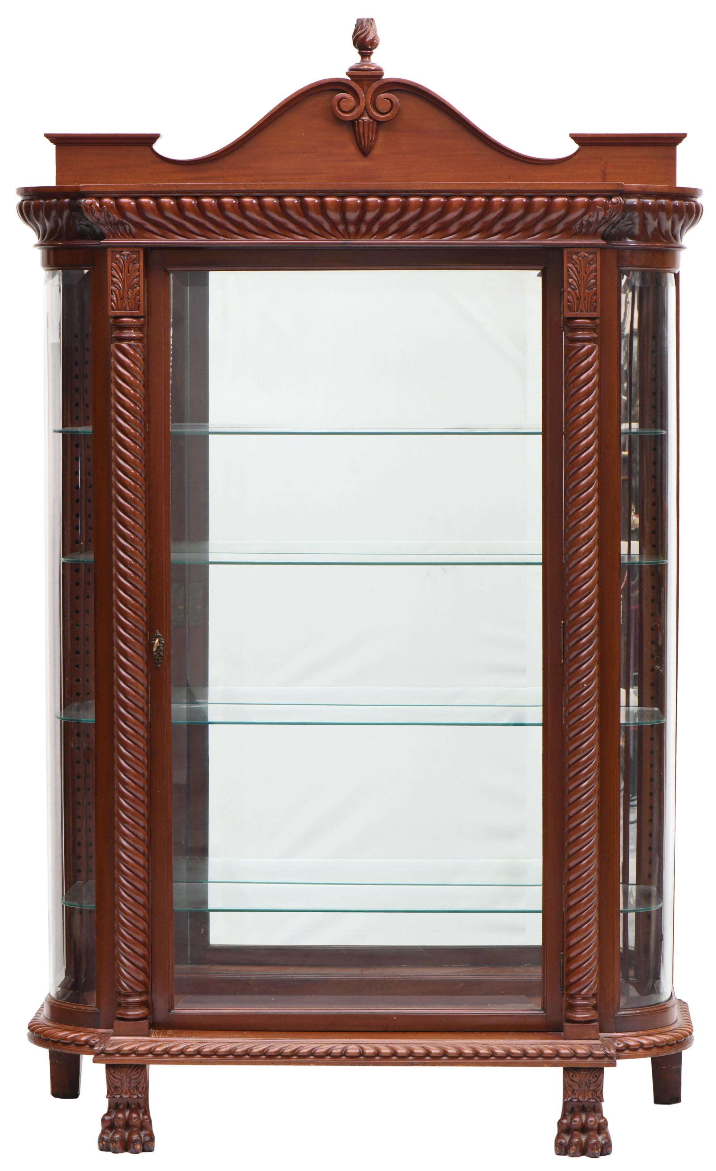 Mahogany Wood Beveled Glass Mirrored Back Cabinet / Vitrine By R.J.Horner For Sale 4