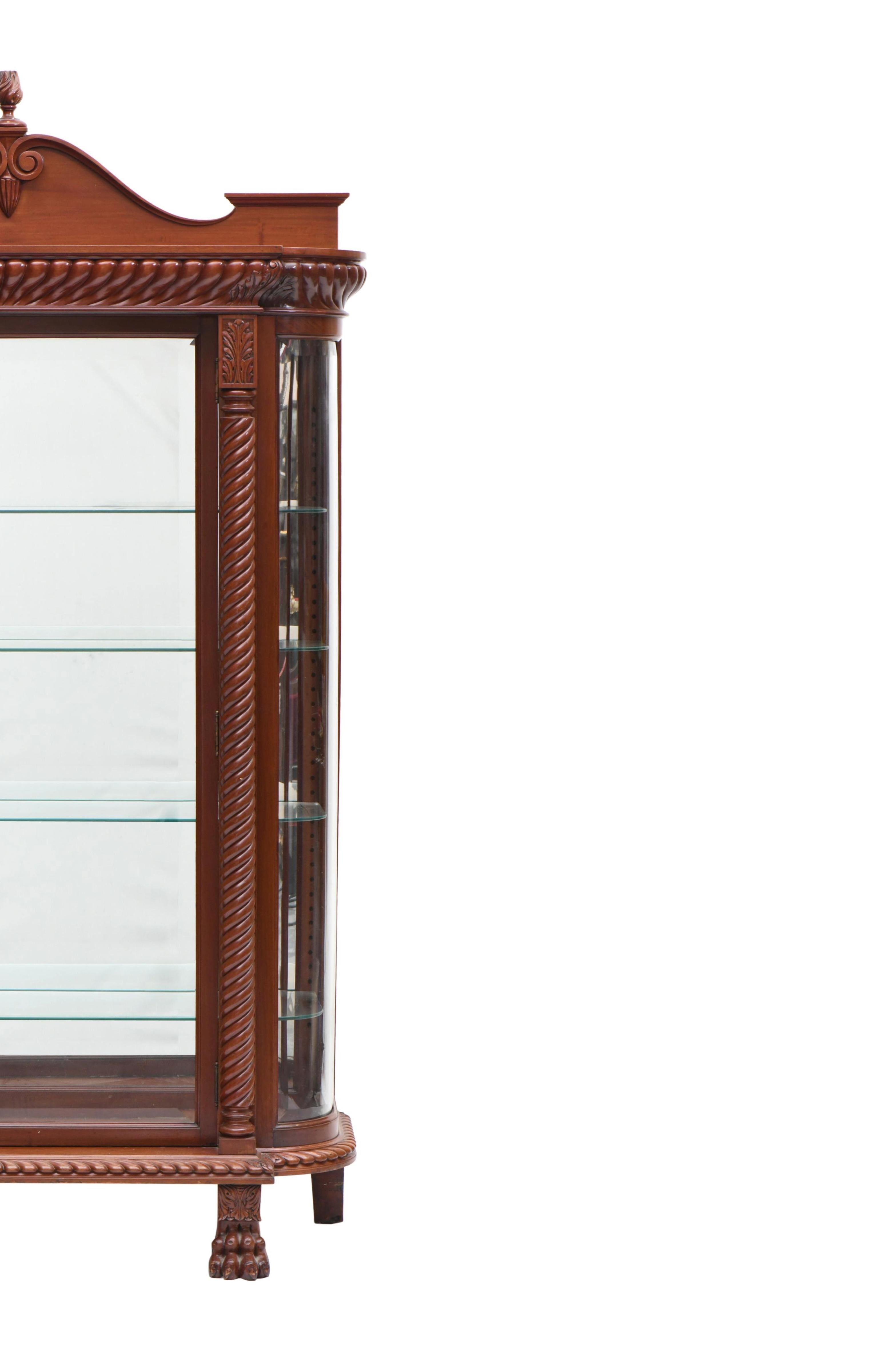 Mahogany Wood Beveled Glass Mirrored Back Cabinet / Vitrine By R.J.Horner For Sale 1