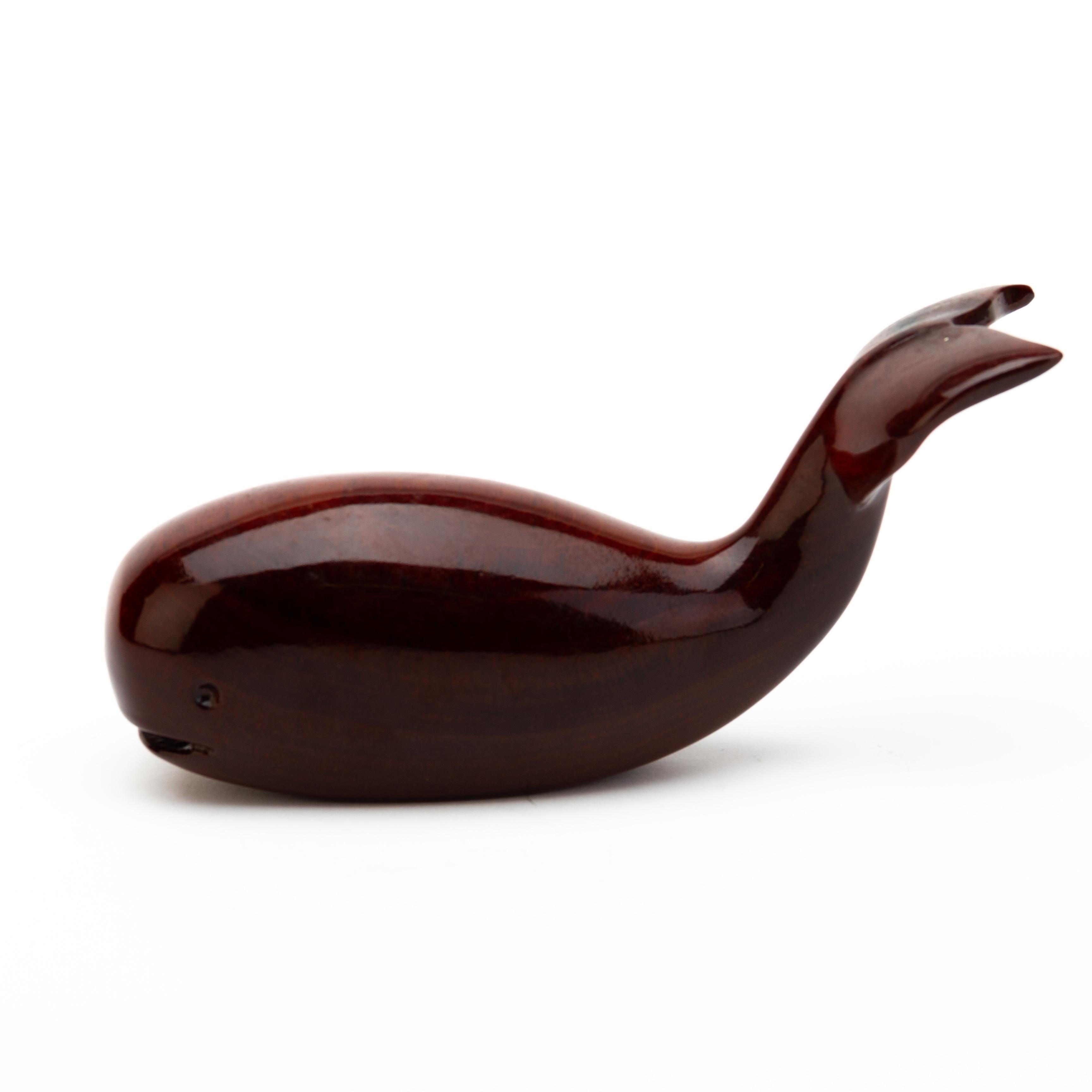 Mahogany Wood Carving Sculpture of a Whale  In Good Condition For Sale In Nottingham, GB