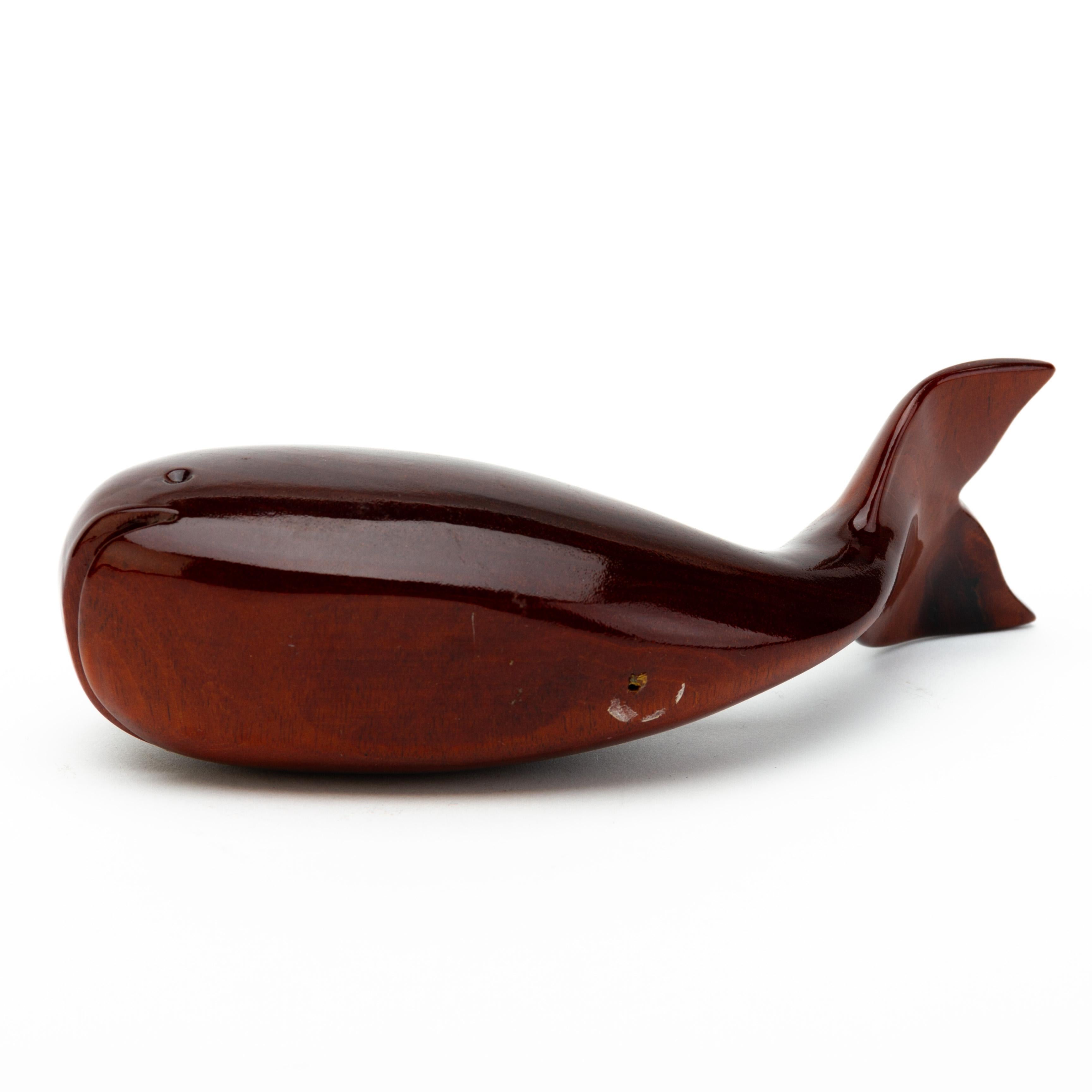 20th Century Mahogany Wood Carving Sculpture of a Whale  For Sale