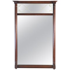 Mahogany Wood Etched Mirror with Pillars