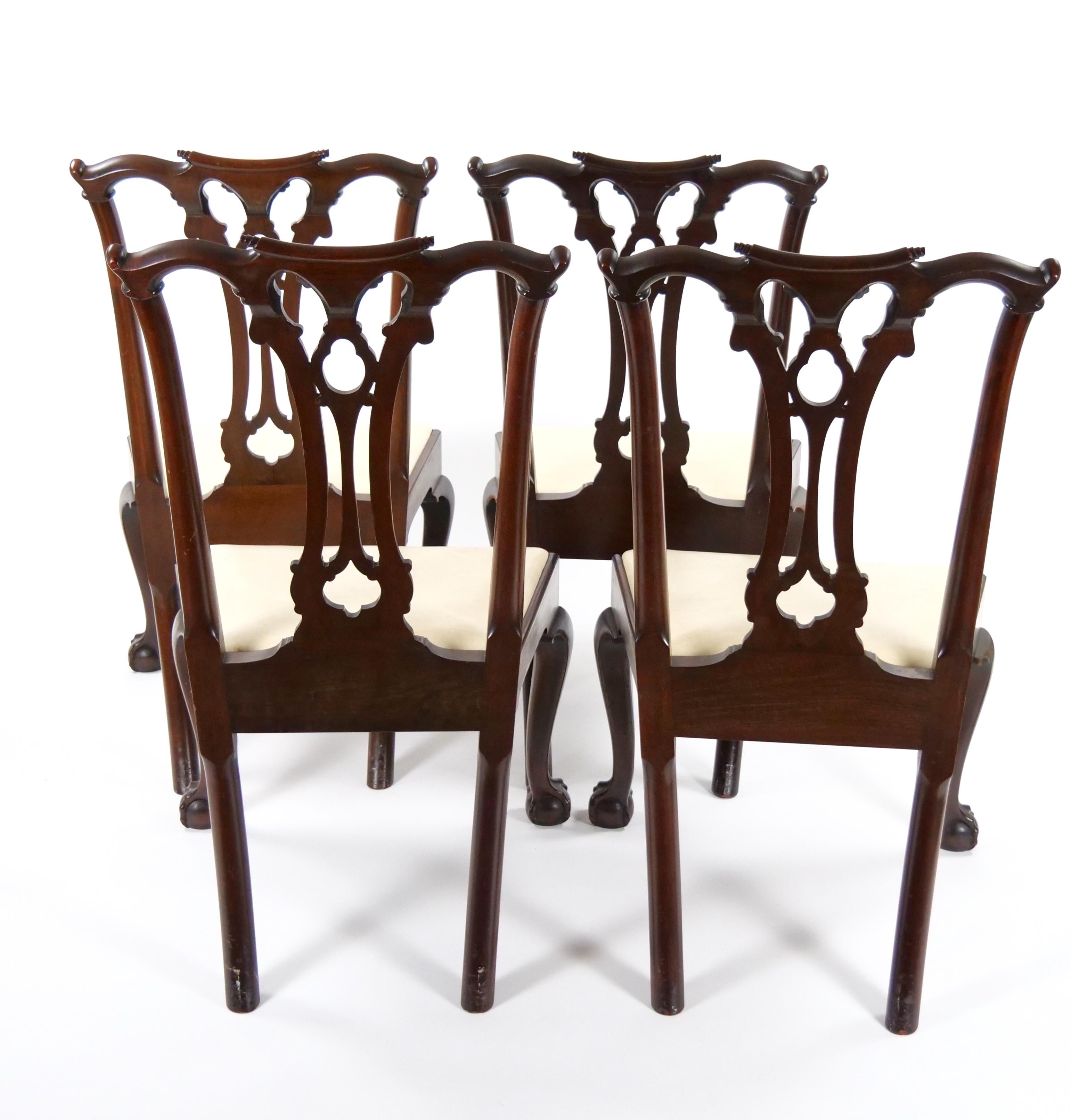 Mahogany Wood Framed (8) Chippendale Style Dining Chairs For Sale 4