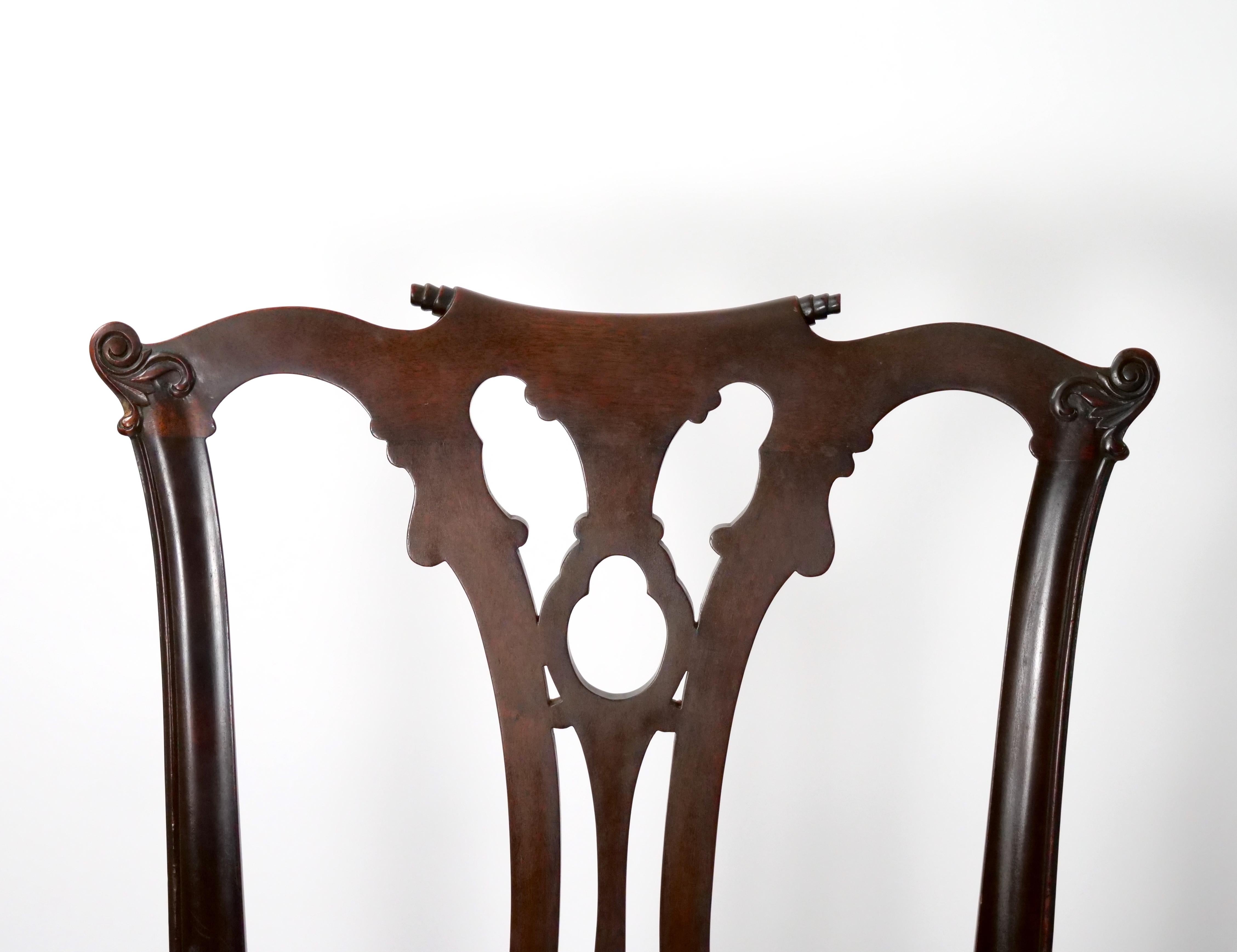 Late 19th Century Mahogany Wood Framed (8) Chippendale Style Dining Chairs For Sale