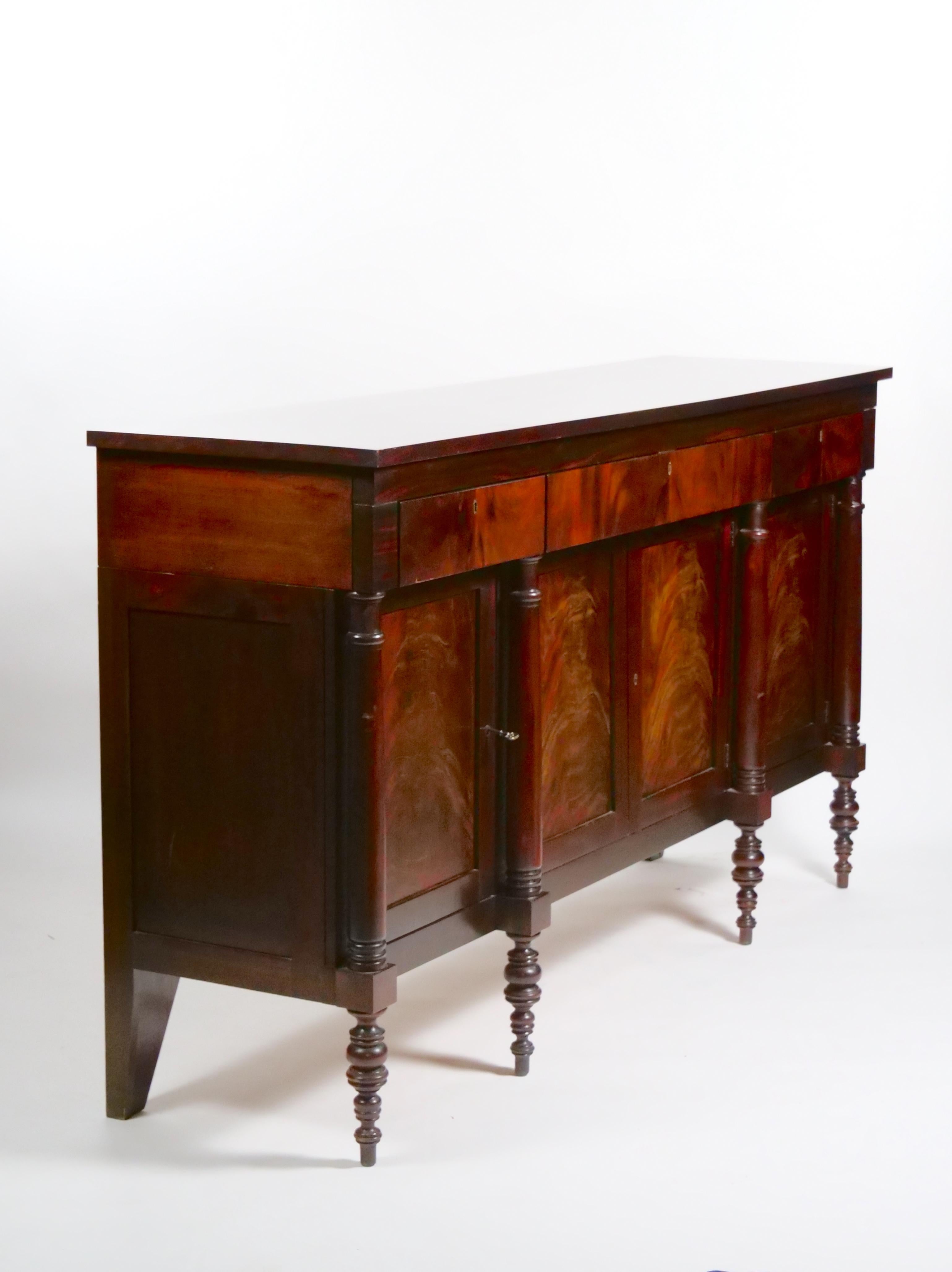 Elevate your dining room with this Beautiful Mahogany Wood Georgian Style Credenza or Sideboard, a fine example of craftsmanship and classic design.
Crafted from solid mahogany, this piece exudes quality and elegance, with a design that pays homage