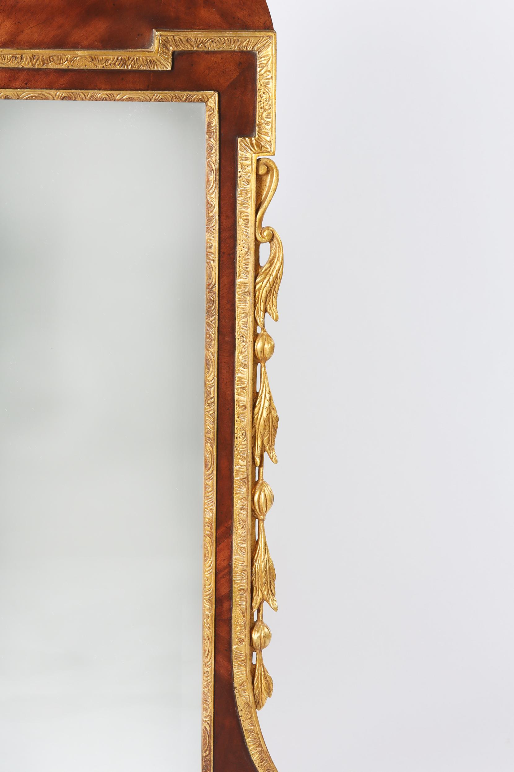 19th Century Mahogany Wood Hand Carved Beveled Wall Mirror