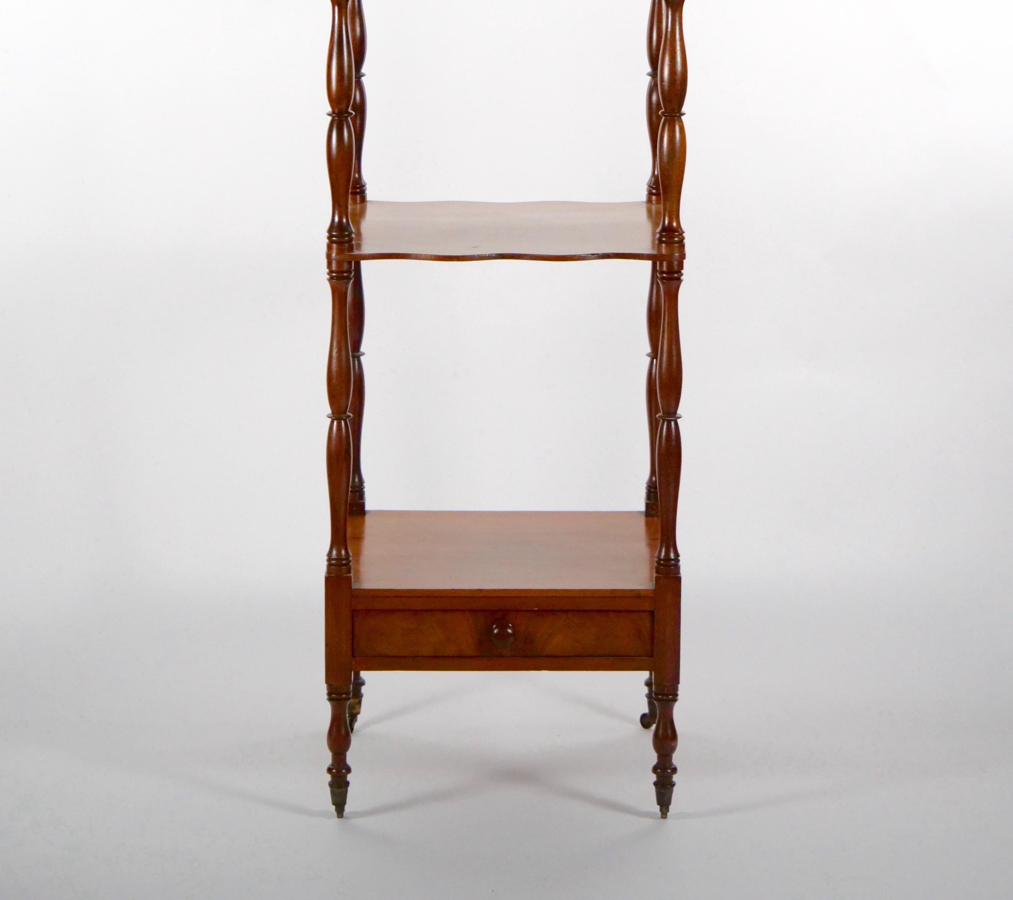 Hand-Carved Mahogany Wood Regency Style Four Tiered Display Etagere For Sale