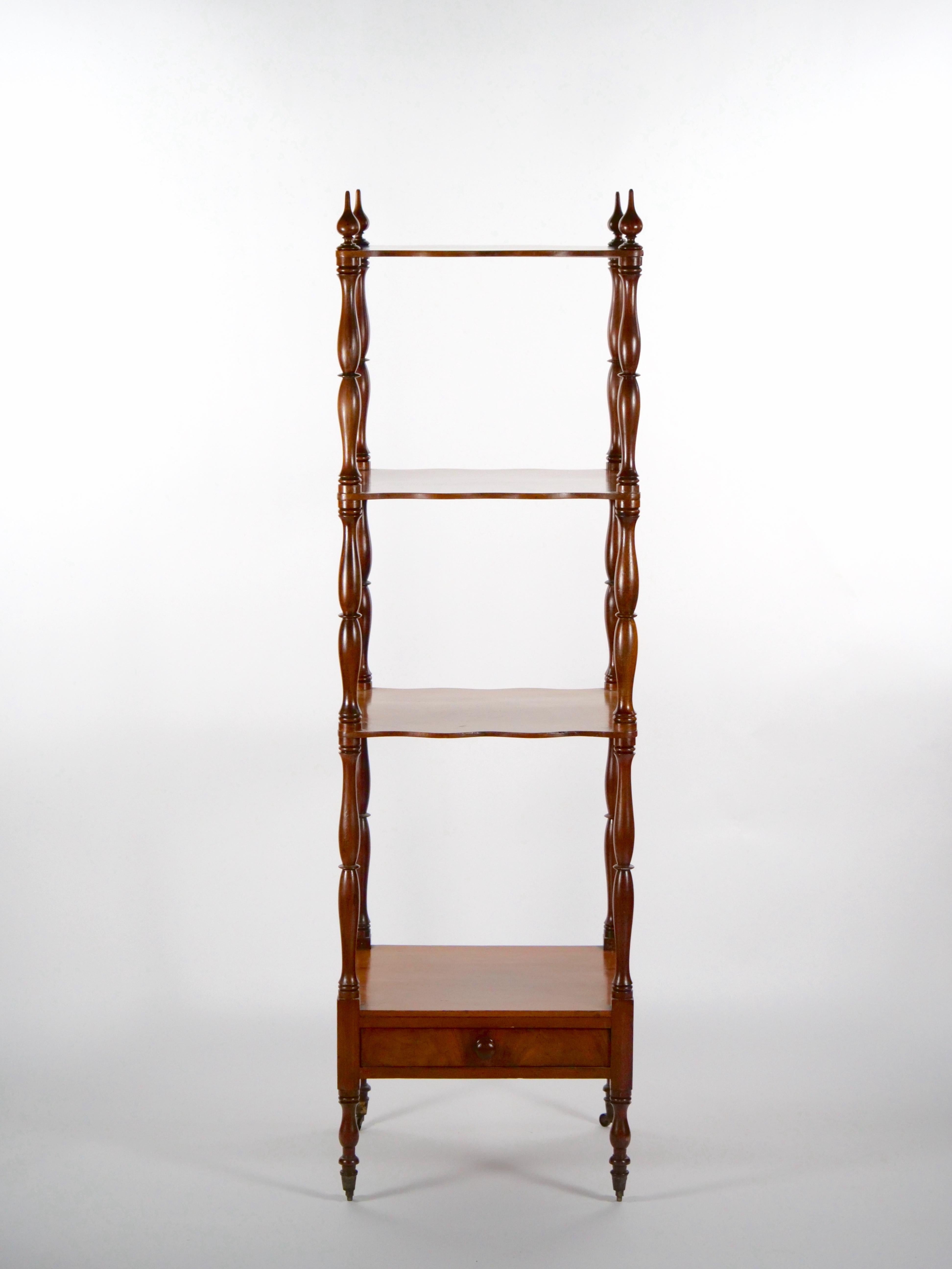 Mahogany Wood Regency Style Four Tiered Display Etagere In Good Condition For Sale In Tarry Town, NY