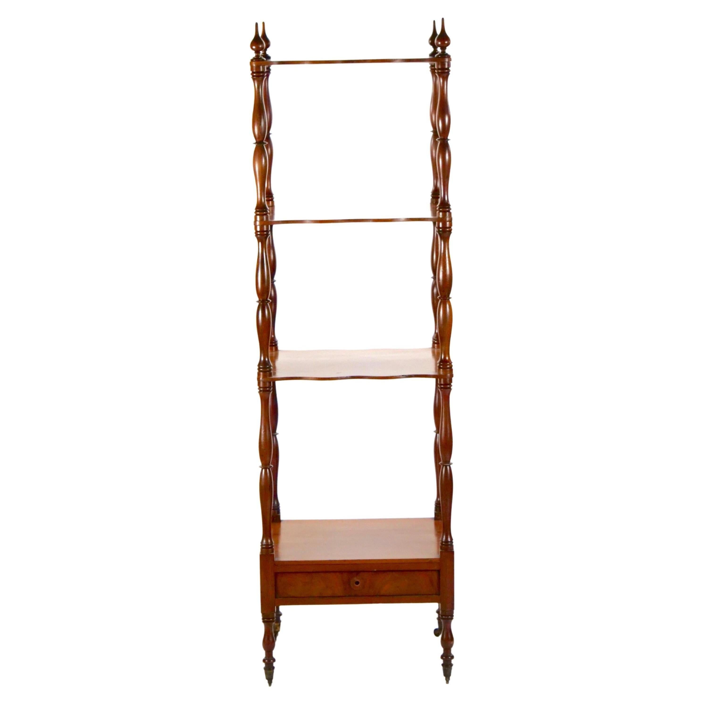 Mahogany Wood Regency Style Four Tiered Display Etagere For Sale