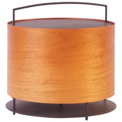 Lanterne n° 7 en placage de bois d'acajou avec cadre en métal noirci