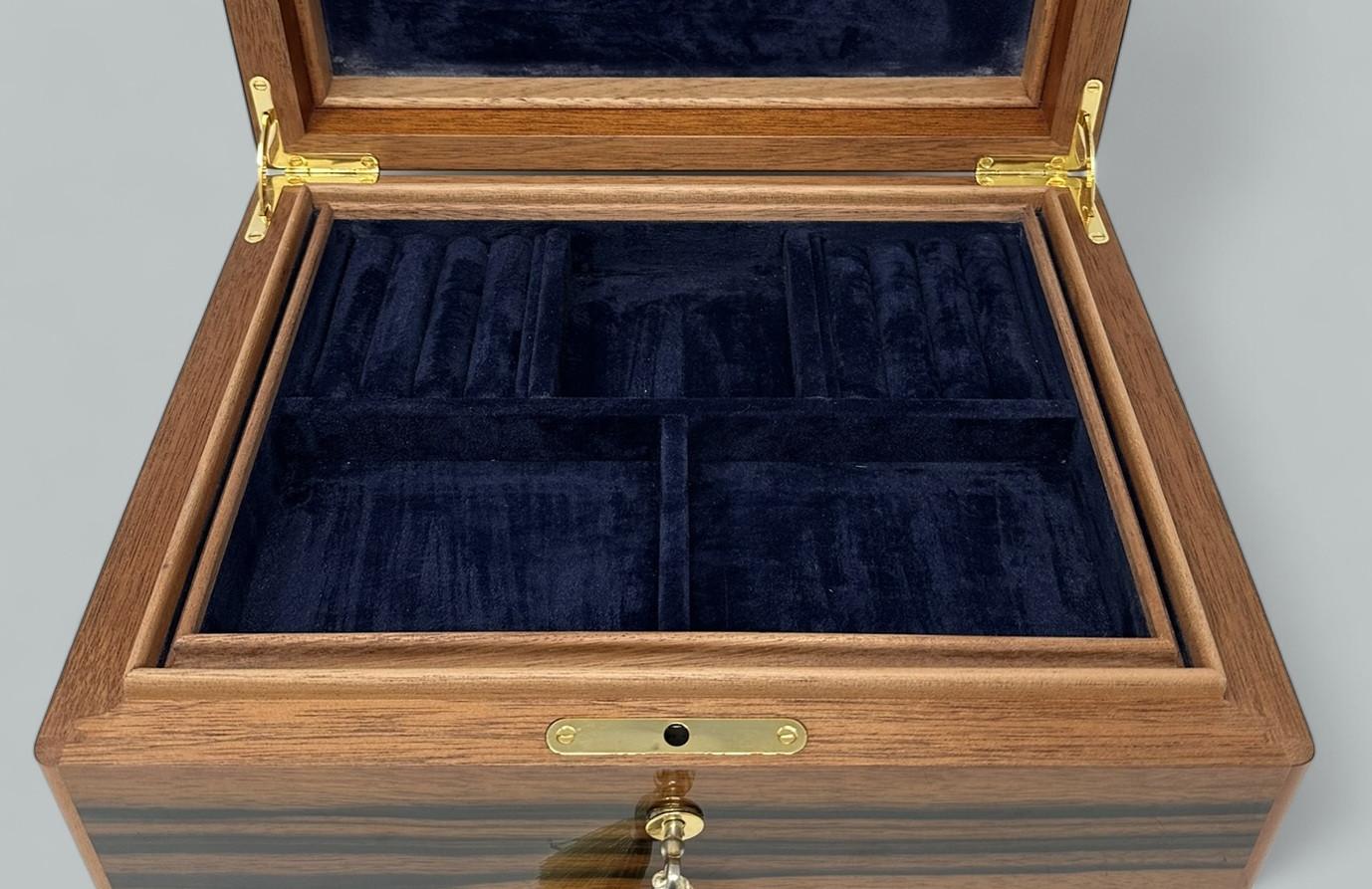 Polished Mahogany Wood Vintage Handmade Jewelry Casket Box Manning of Ireland Irish New