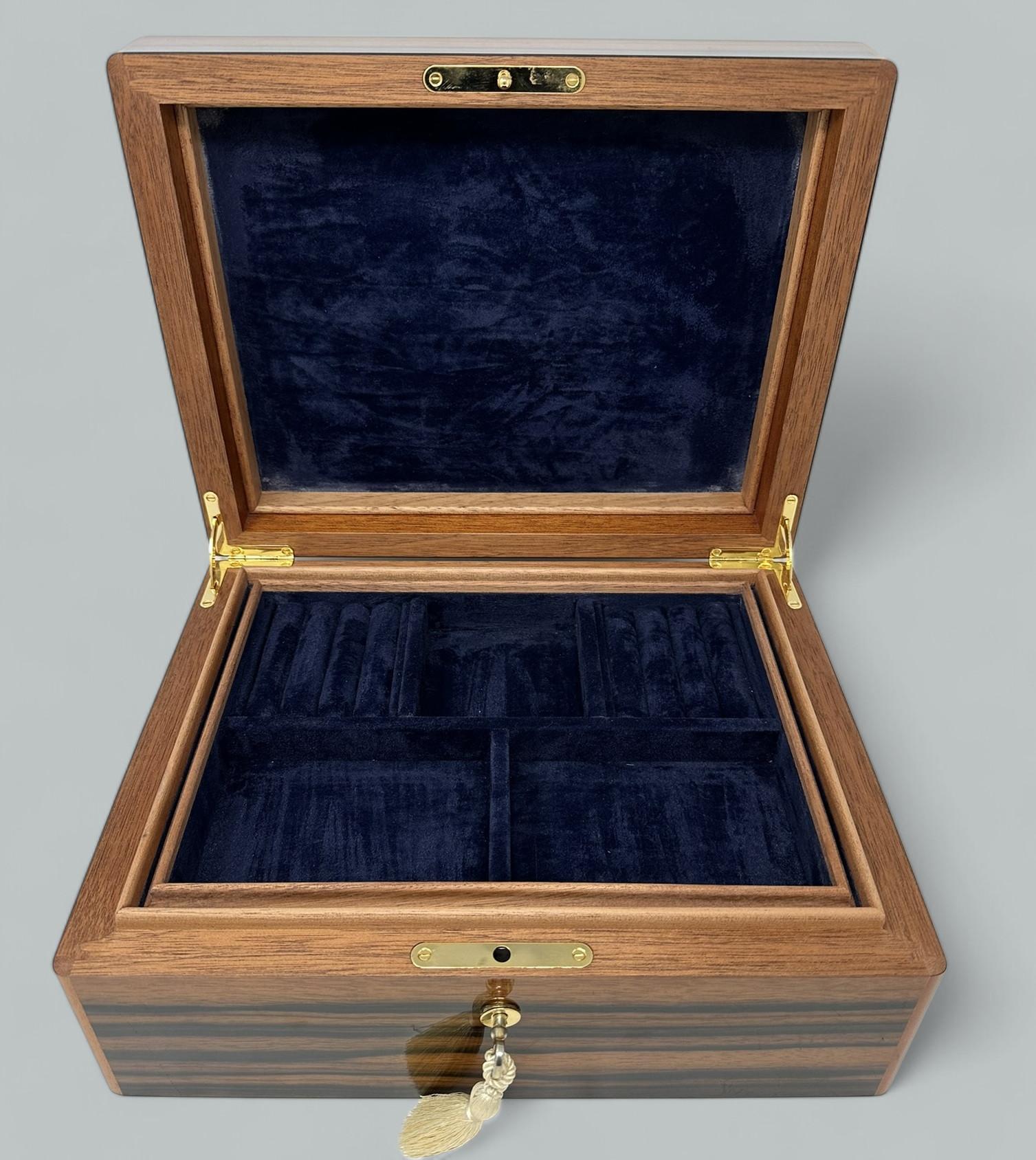 Contemporary Mahogany Wood Vintage Handmade Jewelry Casket Box Manning of Ireland Irish New