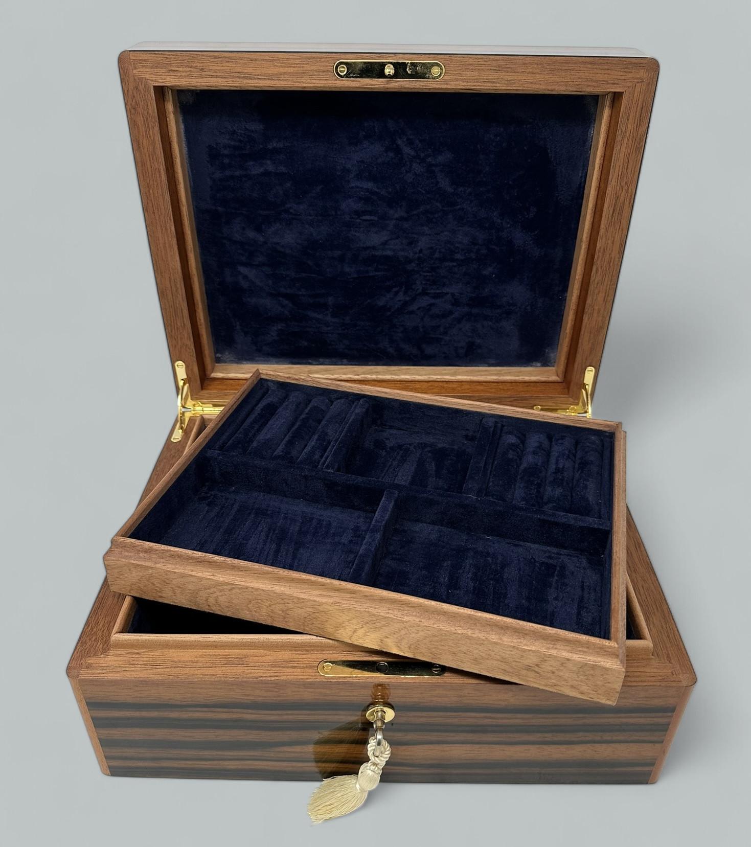 Walnut Mahogany Wood Vintage Handmade Jewelry Casket Box Manning of Ireland Irish New
