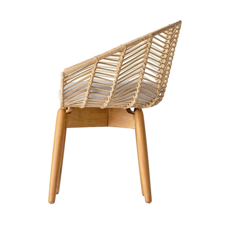 Mahogany Wooden and Rattan Wicker Chair For Sale at 1stDibs