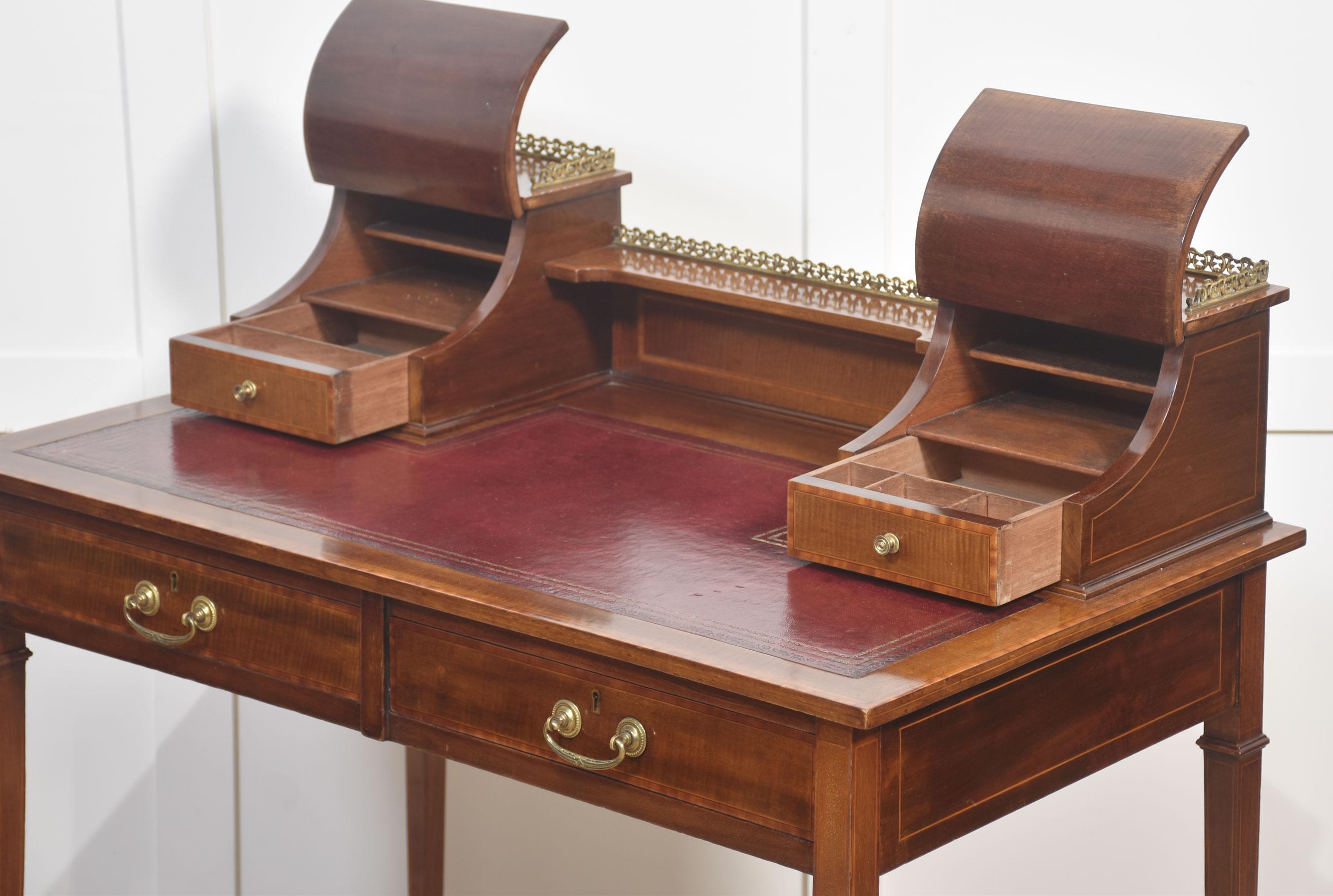Mahogany Writing Desk with Satinwood Inlay For Sale 4