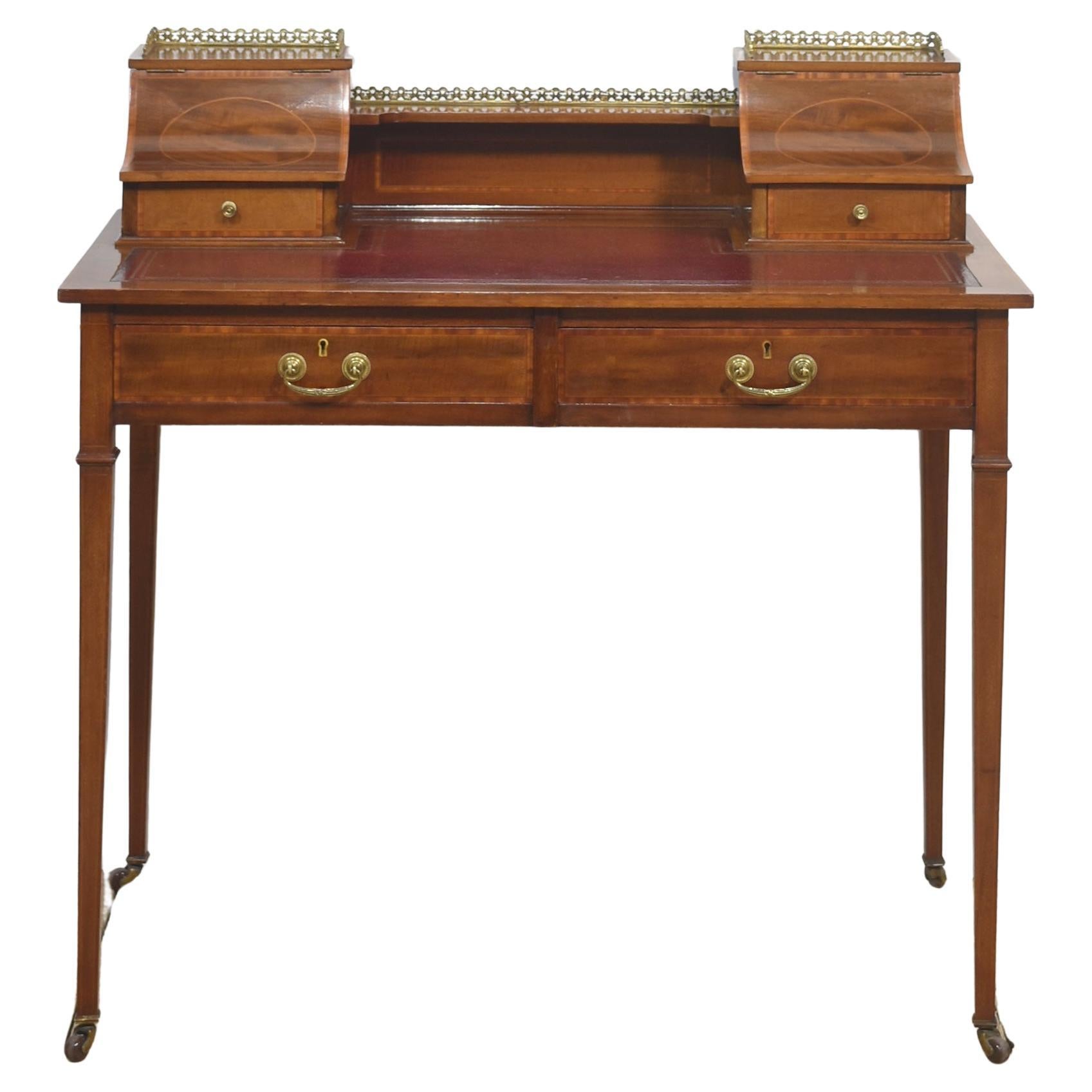 Mahogany Writing Desk with Satinwood Inlay For Sale