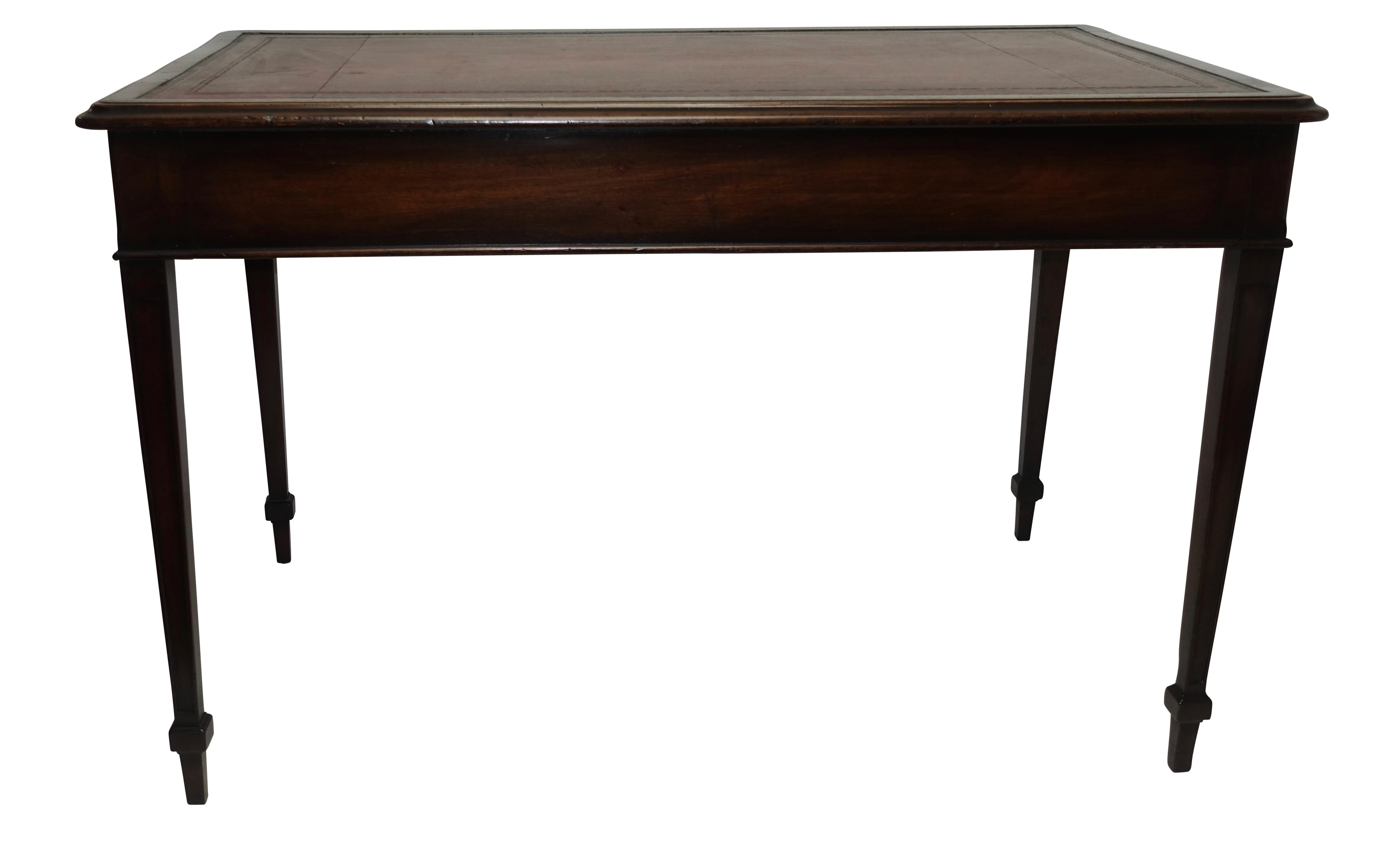 Mahogany Writing Table Desk with Red Leather Top, English, circa 1830 6