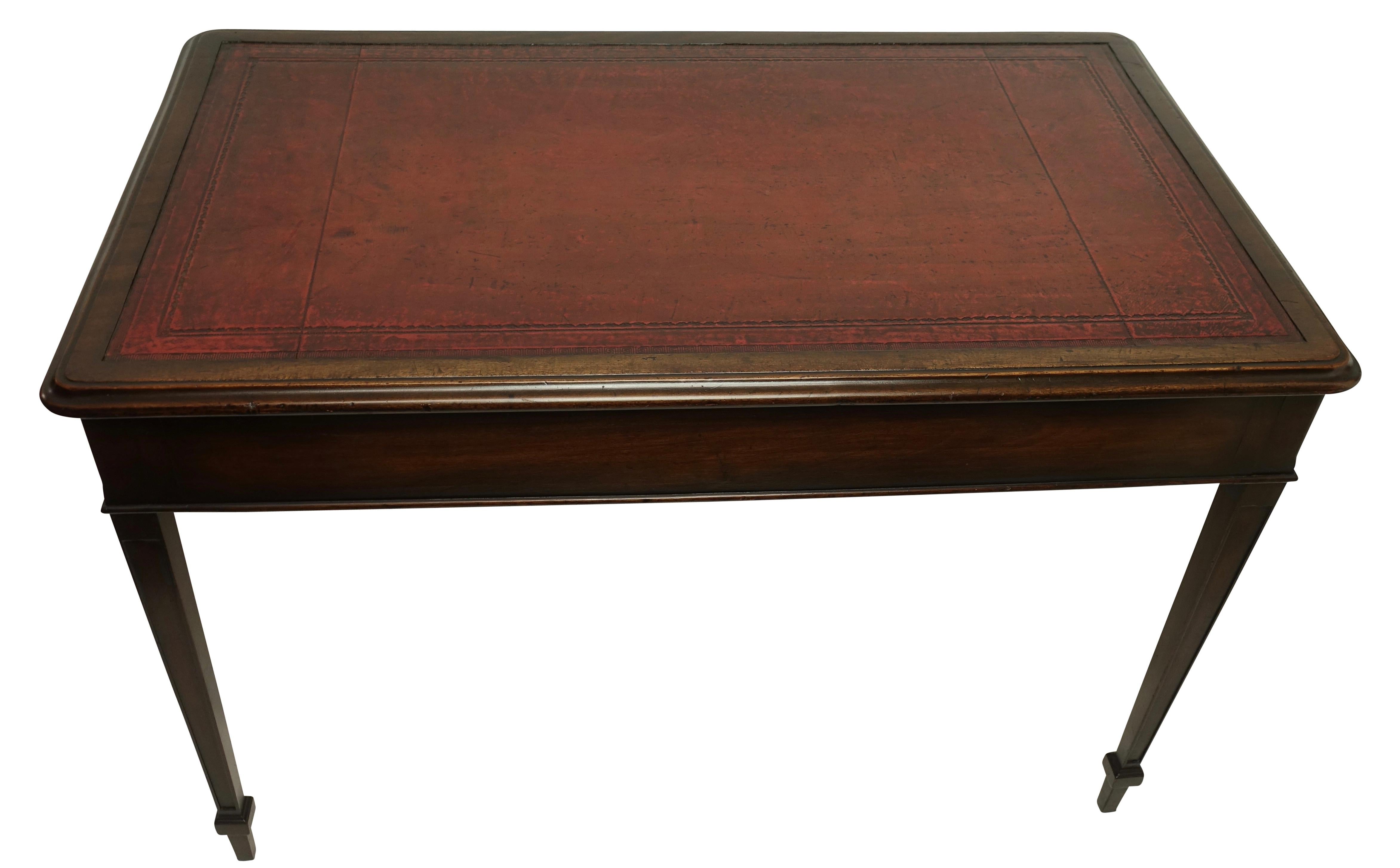 Mahogany Writing Table Desk with Red Leather Top, English, circa 1830 2