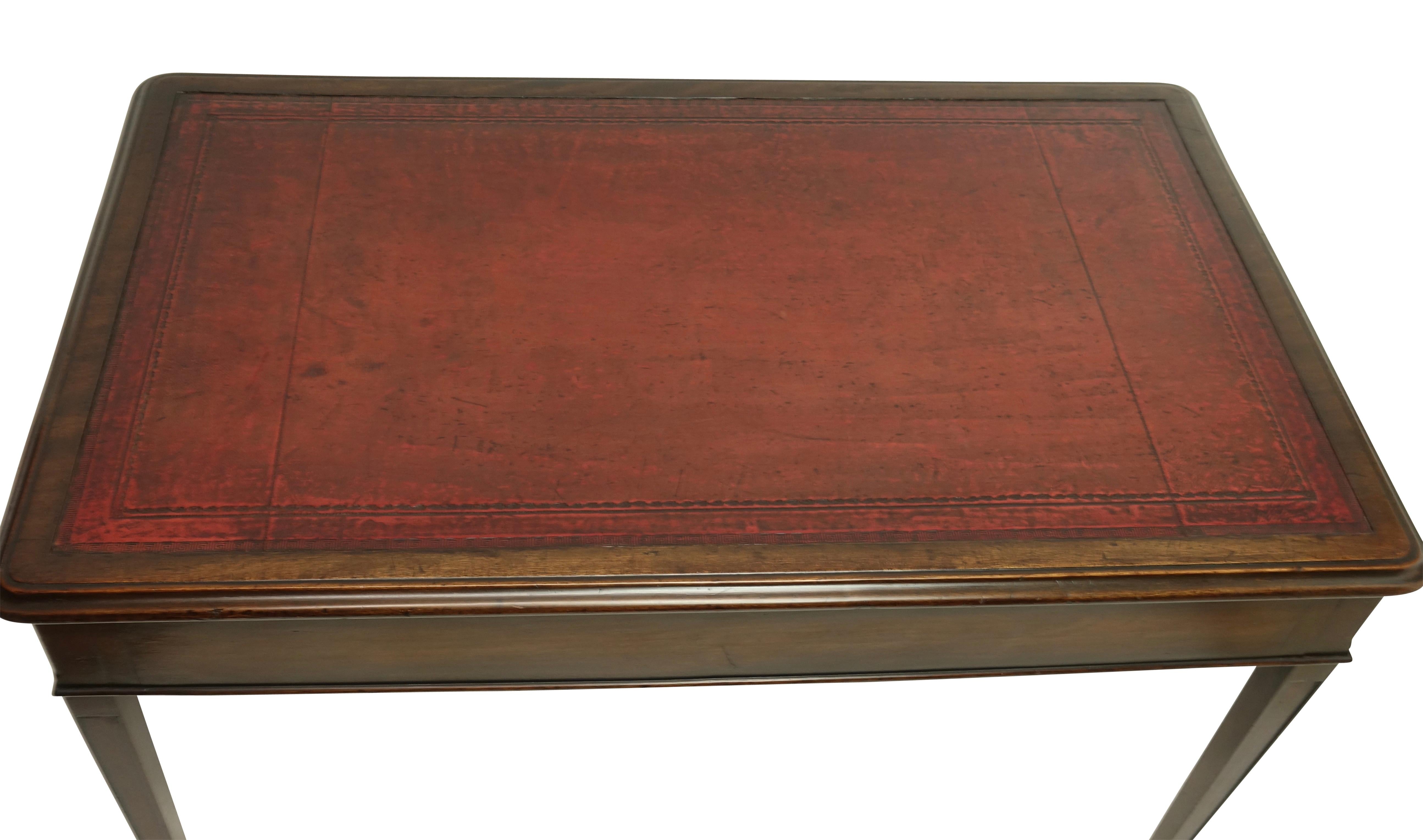 Mahogany Writing Table Desk with Red Leather Top, English, circa 1830 3