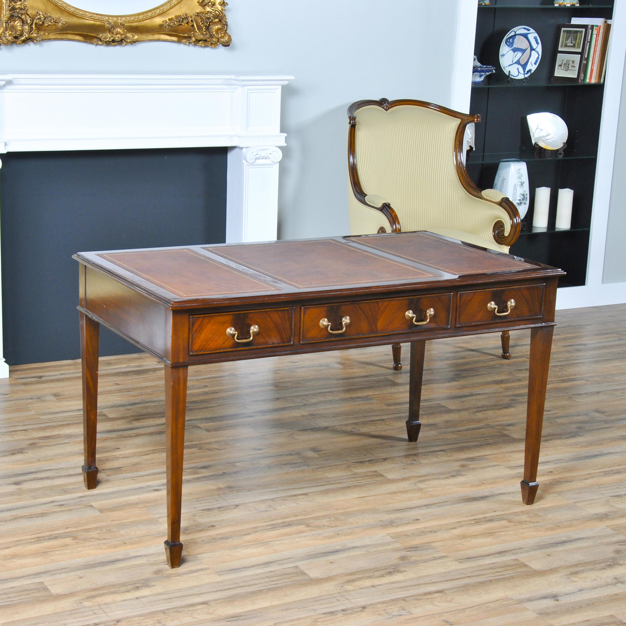Leather Mahogany Writing Table For Sale