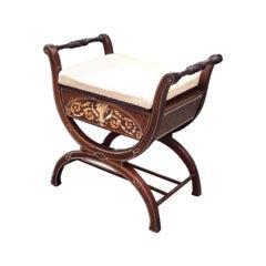 Mahogany X Frame Antique Dressing Piano Stool
