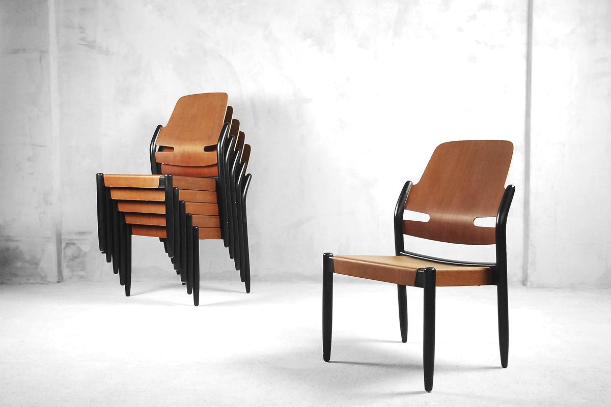 Scandinavian Modern Mahogeny Plywood 805/3B Åkerbloms Chairs by Gunnar Eklöf for Bodafors, 1950s For Sale