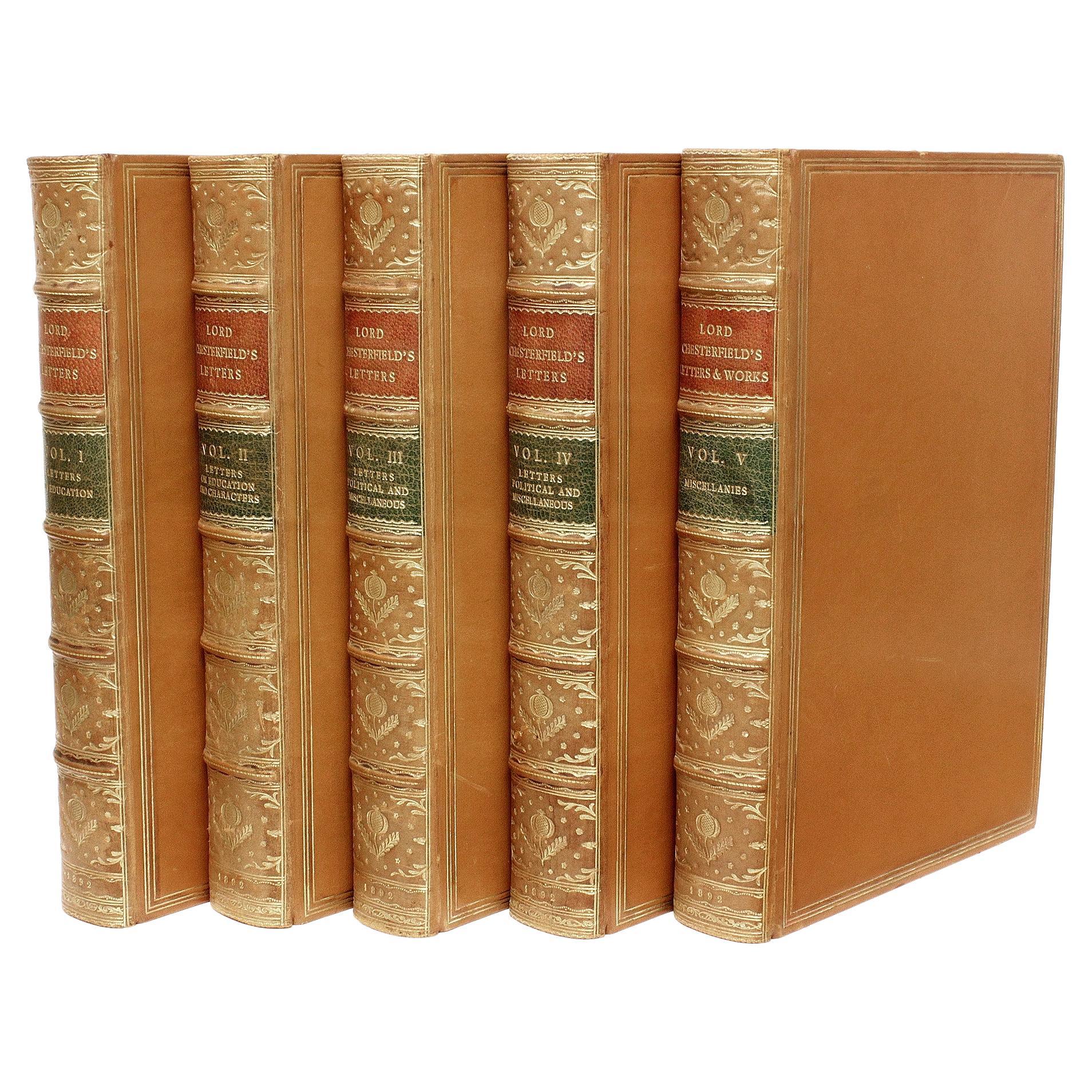 MAHON, Lord. The Letters Of Philip Dormer Stanhope. 5 vols. 1892 IN FULL LEATHER For Sale
