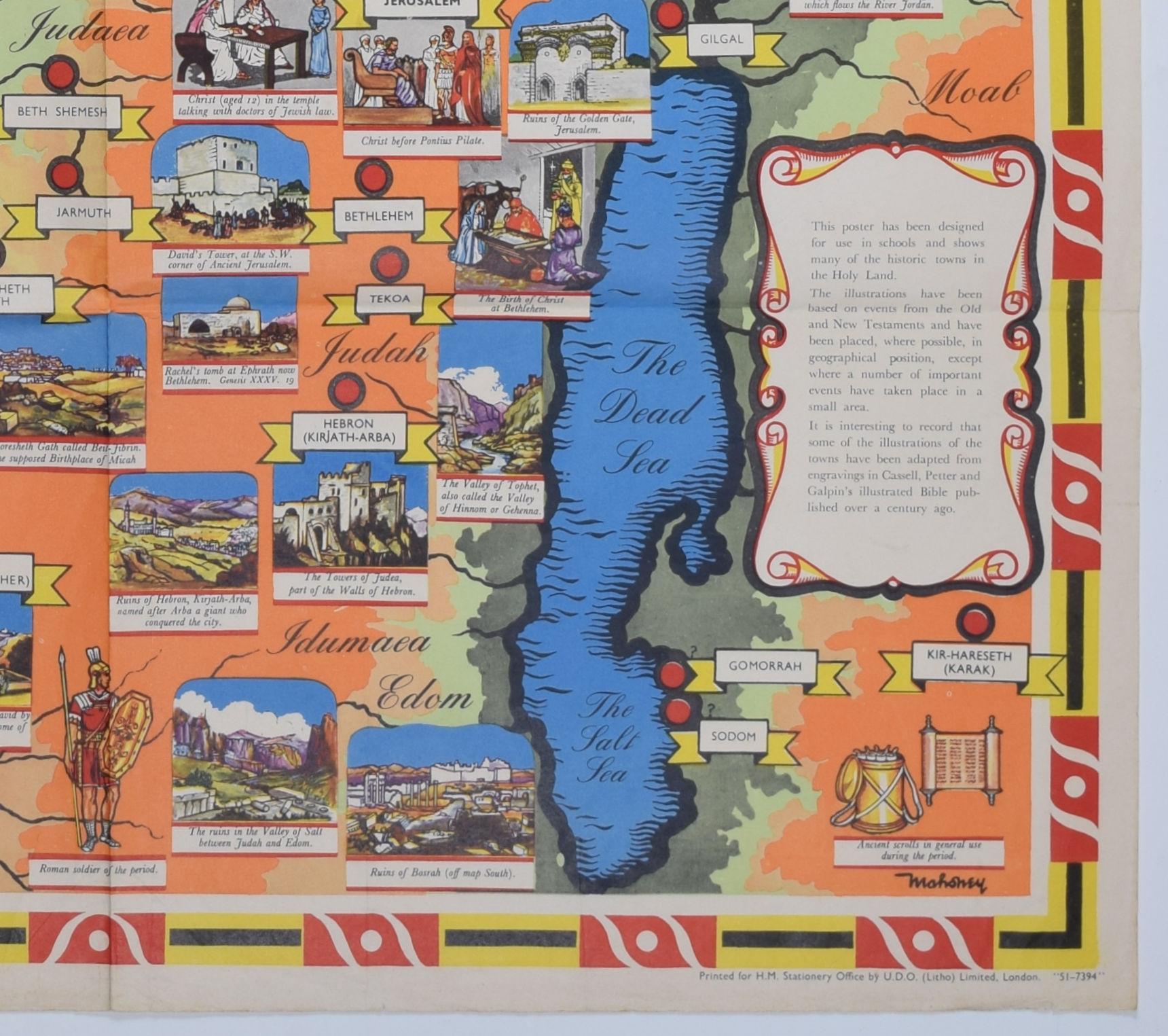 El Ahorro Nacional de Tierra Santa cartel vintage original de Mahoney en venta 6