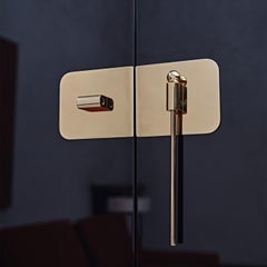 Mai Tai Blue-Black Wooden & Golden Metal Bar Cabinet