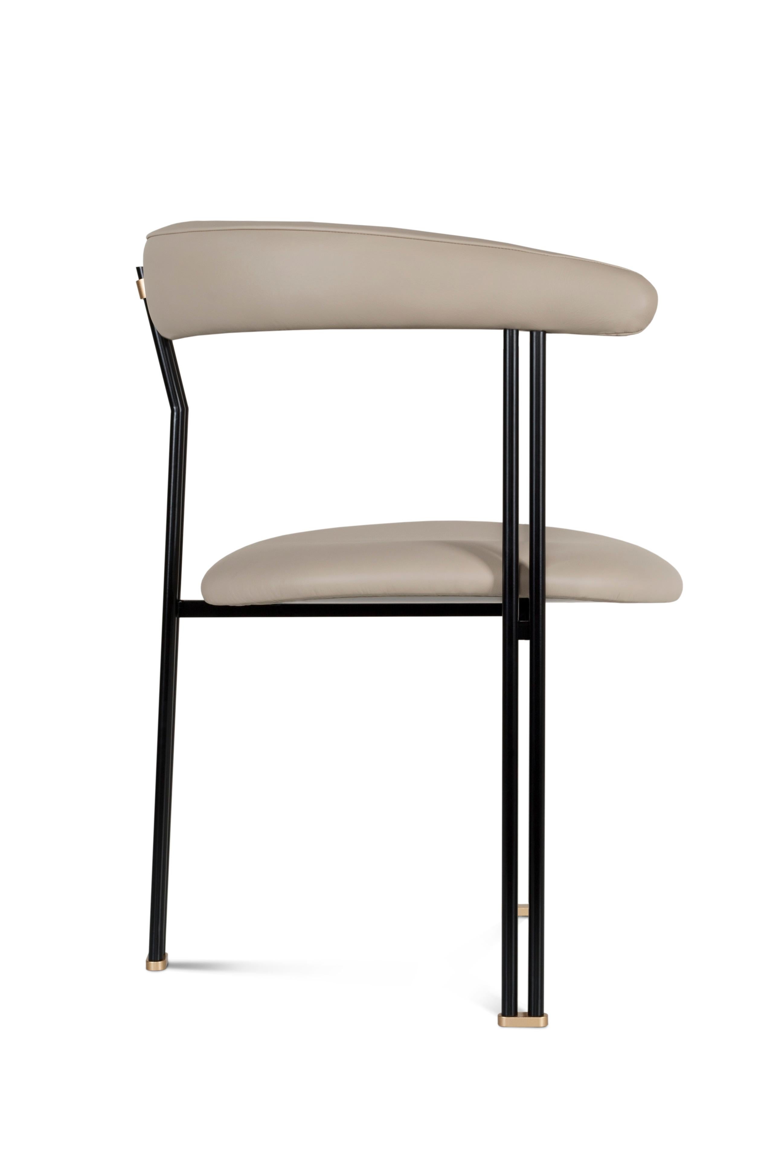 Modern Maia Dining Chairs, Blue Italian Leather, Handmade Portugal by Greenapple For Sale 3