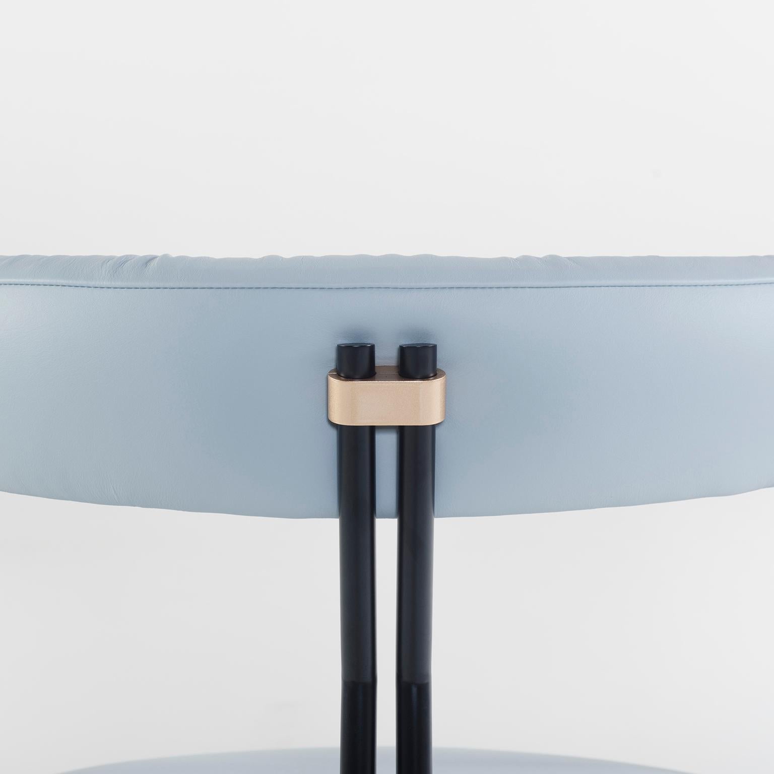 Moderne Maia-Esszimmerstühle, blaues italienisches Leder, handgefertigt Portugal von Greenapple (Portugiesisch) im Angebot