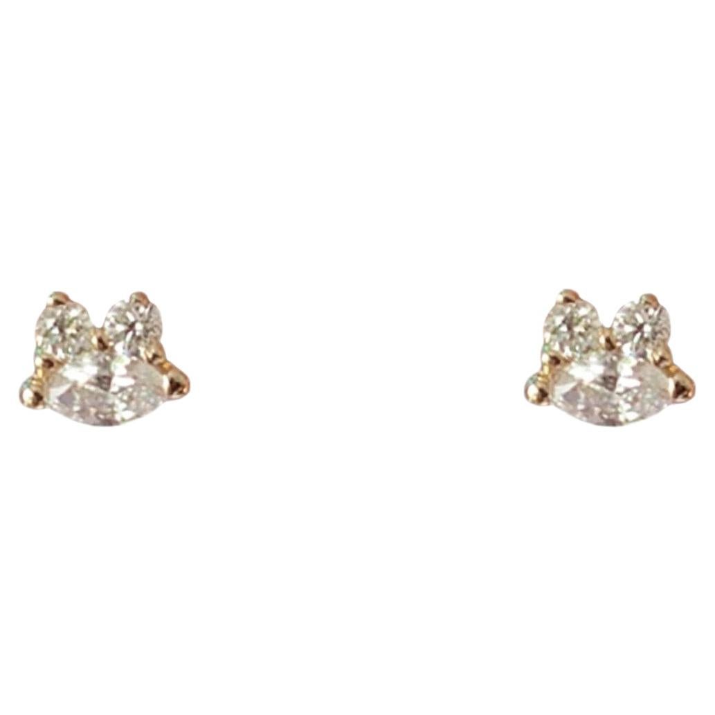 Maia Diamond Stud Earrings in 14K Gold by Anastassia Sel Jewelry For Sale