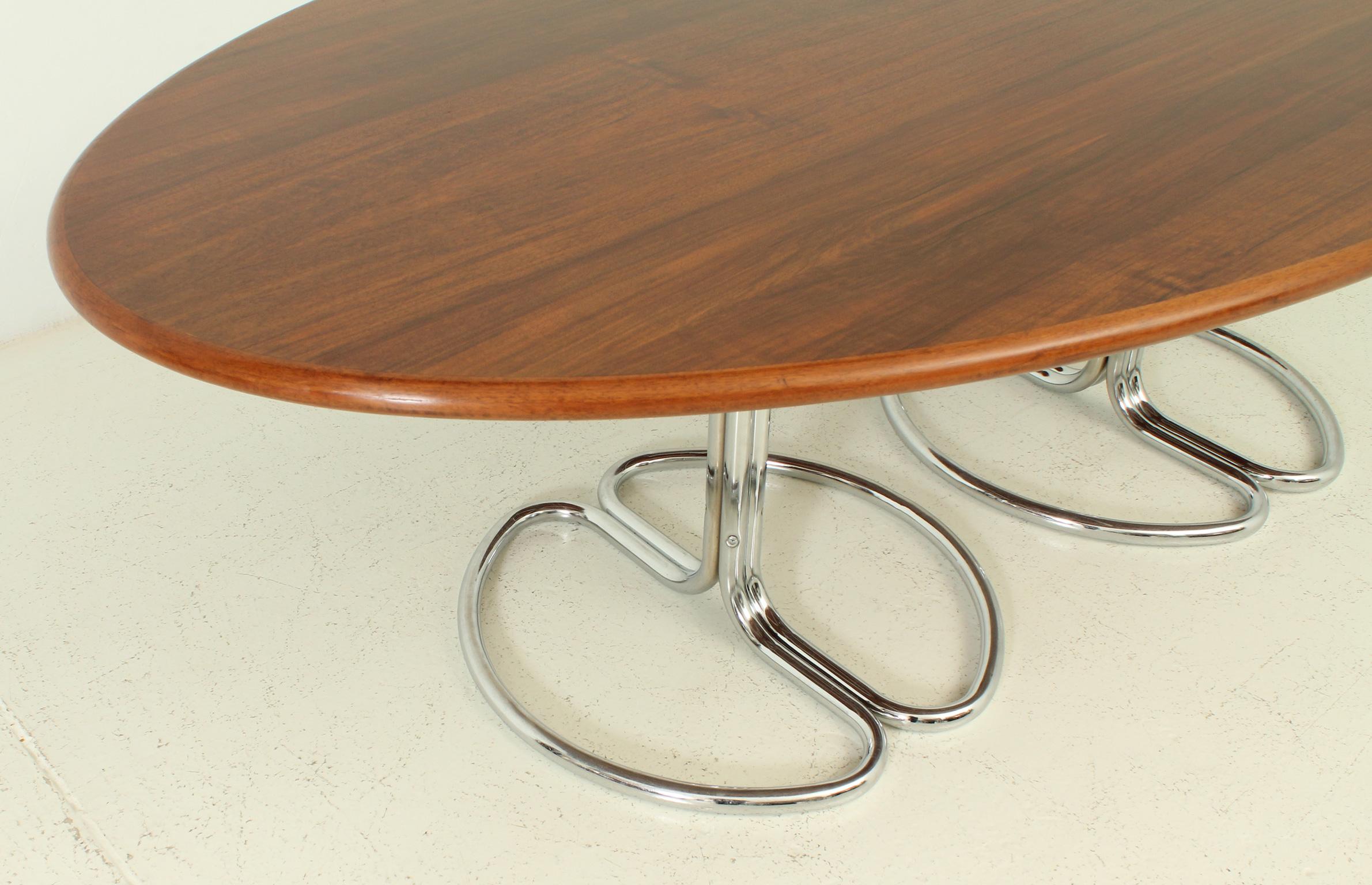 Chrome Maia Oval Dining Table by Giotto Stoppino for Bernini