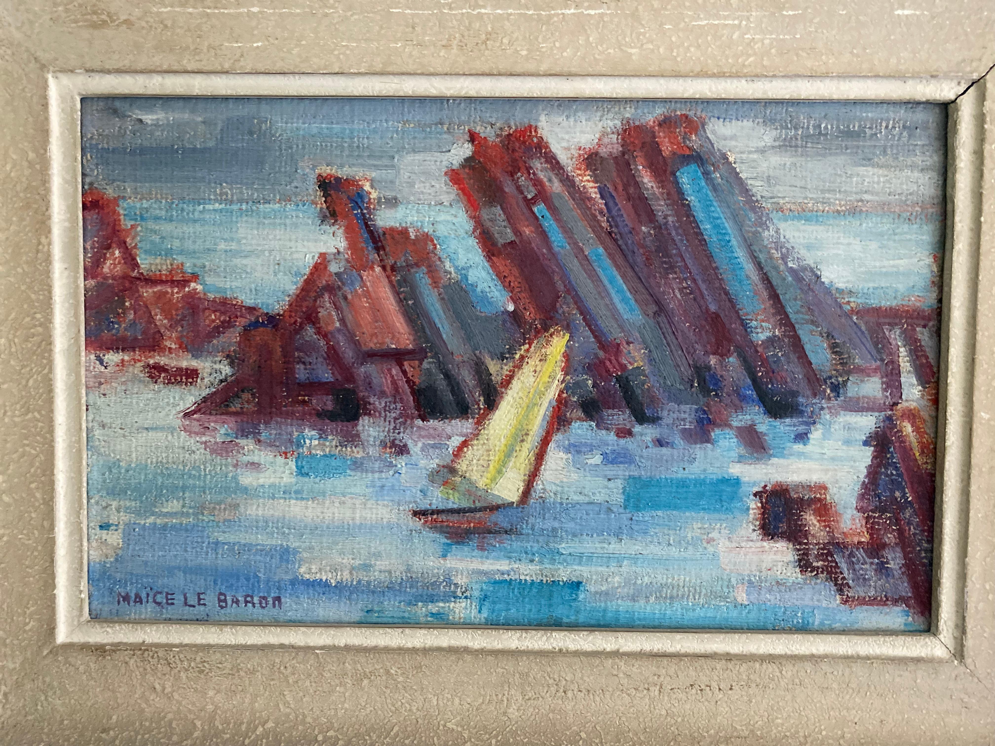 Maïce le Baron
Felsen am Hafen 
Öl auf Leinwand 
1940
Datiert und signiert auf Vorder- und Rückseite 
Größe: 36 x 24 cm
Rahmen: 48 x 35 cm 
Künstler im Centre Pompidou ausgestellt 
980 Euro 