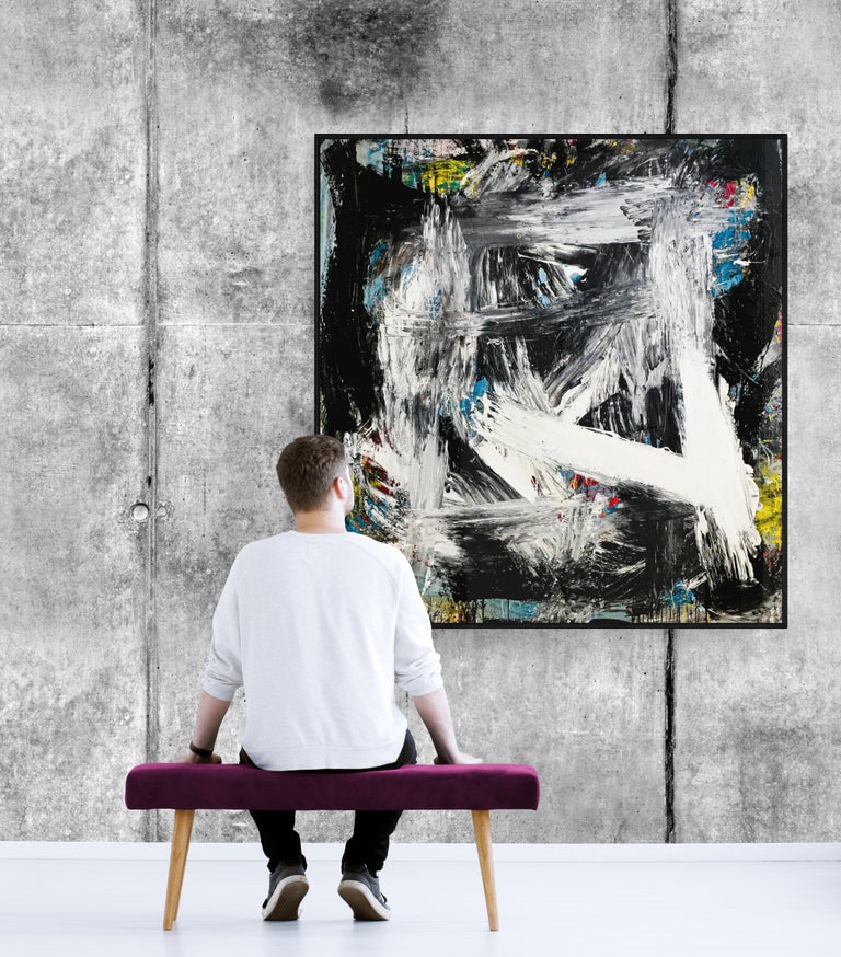 Large Abstract Acrylic on Canvas Painting 