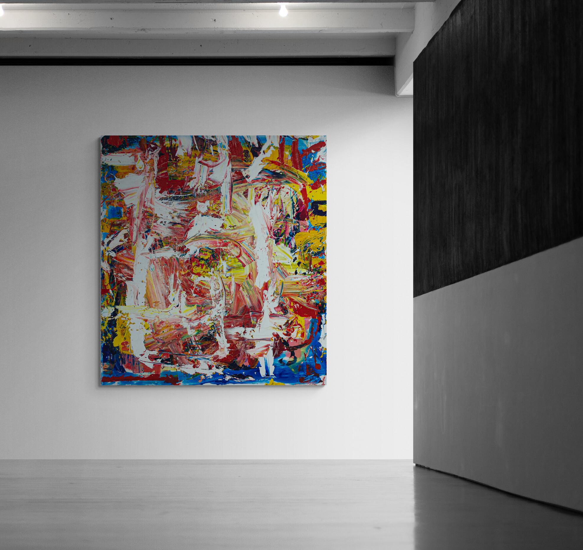 Large Abstract Acrylic on Canvas Painting 