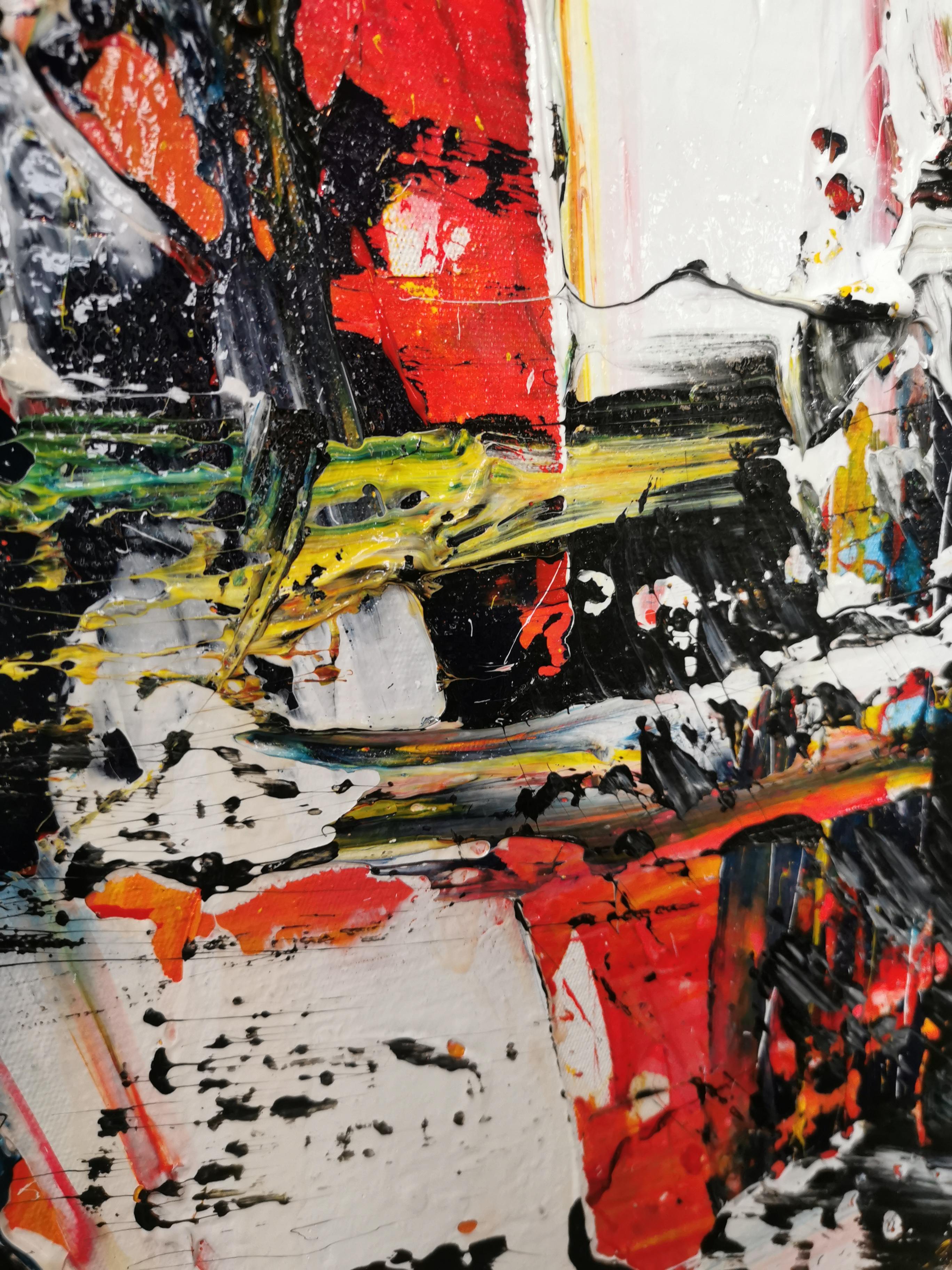 A unique, large scale, expressive artwork on stretched canvas, with thick, impasto paint strokes and vivid colours. Includes a Certificate of Authenticity.
