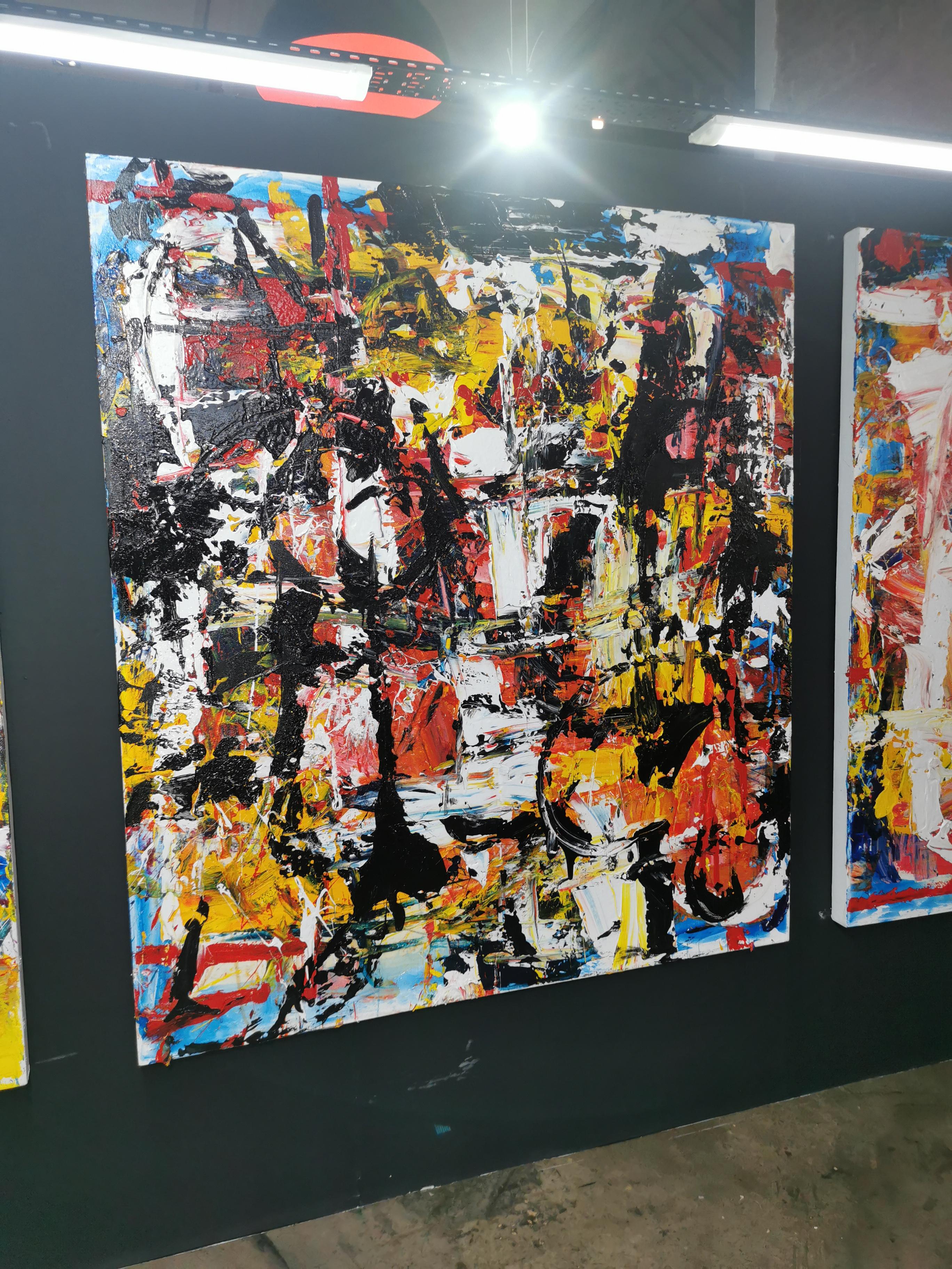 Large Abstract Acrylic on Canvas Painting 