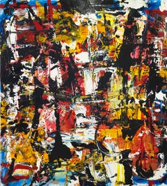 Grande peinture abstraite à l'acrylique sur toile « Encrypted Emotions 8 ».