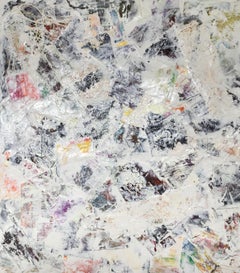 Grande dipinto astratto in acrilico con texture bianca "Fragments of the Mind 6"