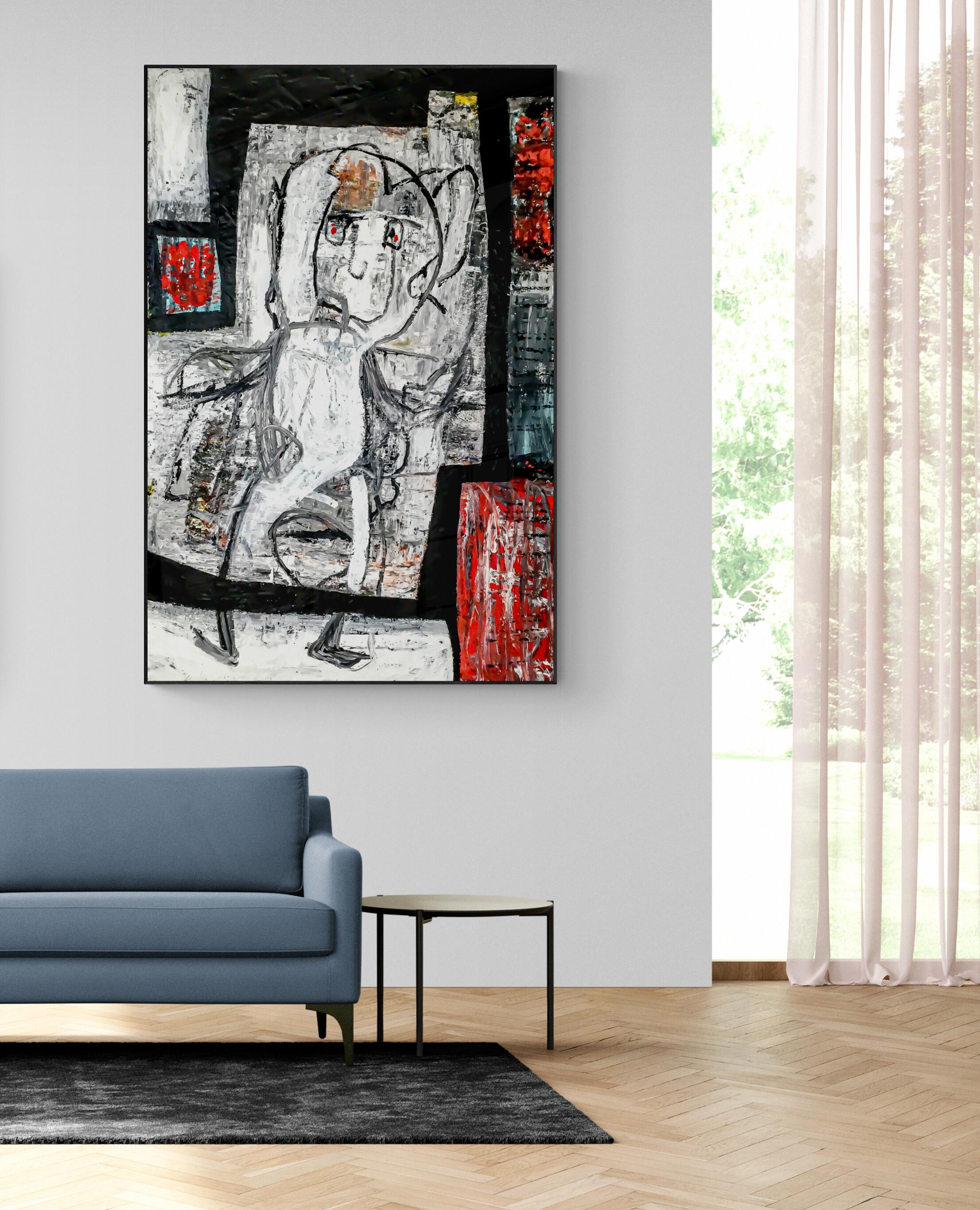 Großes großes abstraktes Acrylgemälde „Near & Far 8“ – Painting von Maico Camilo
