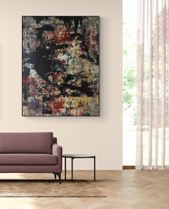 Large Abstract Oil and Enamel Painting "Untitled"