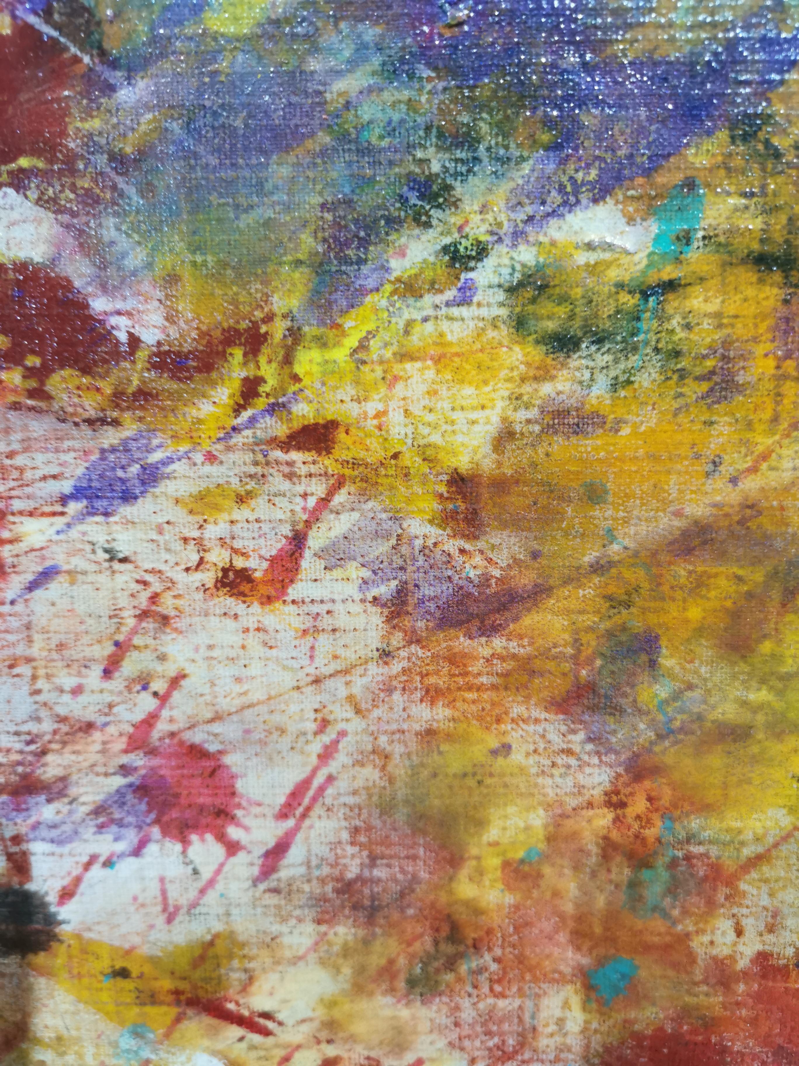 Large Colourful Abstract Acrylic Painting 