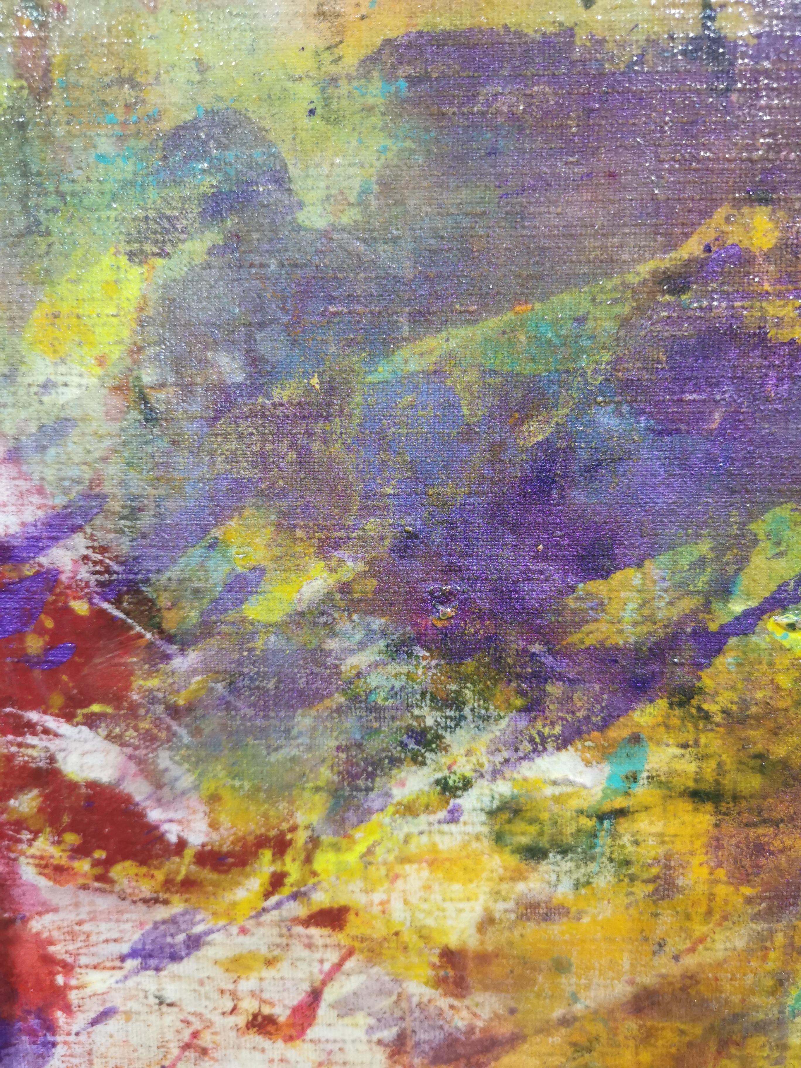 Large Colourful Abstract Acrylic Painting 