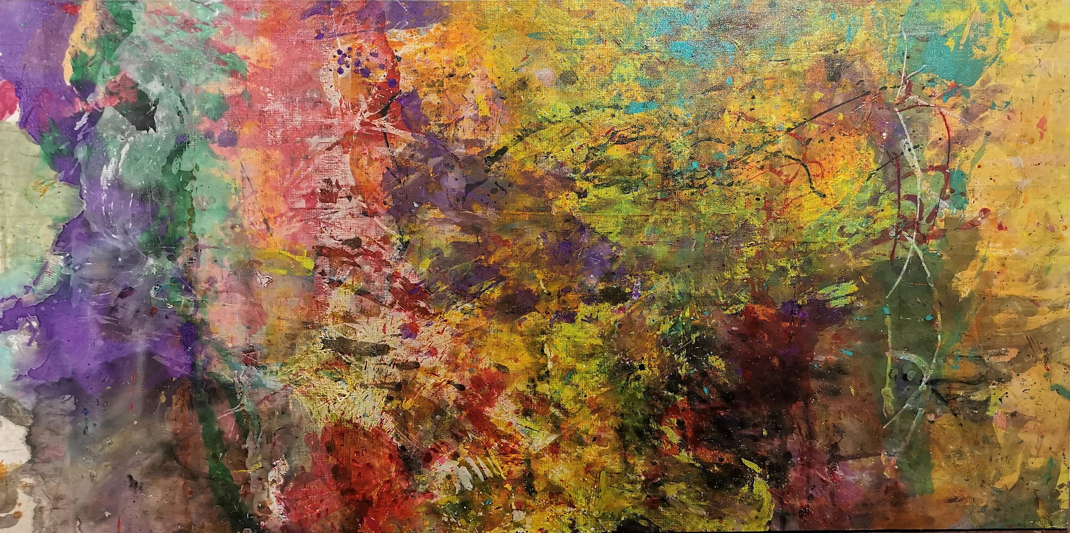 Maico Camilo Abstract Painting - Large Colourful Abstract Acrylic Painting "Rideaux Beau 3"