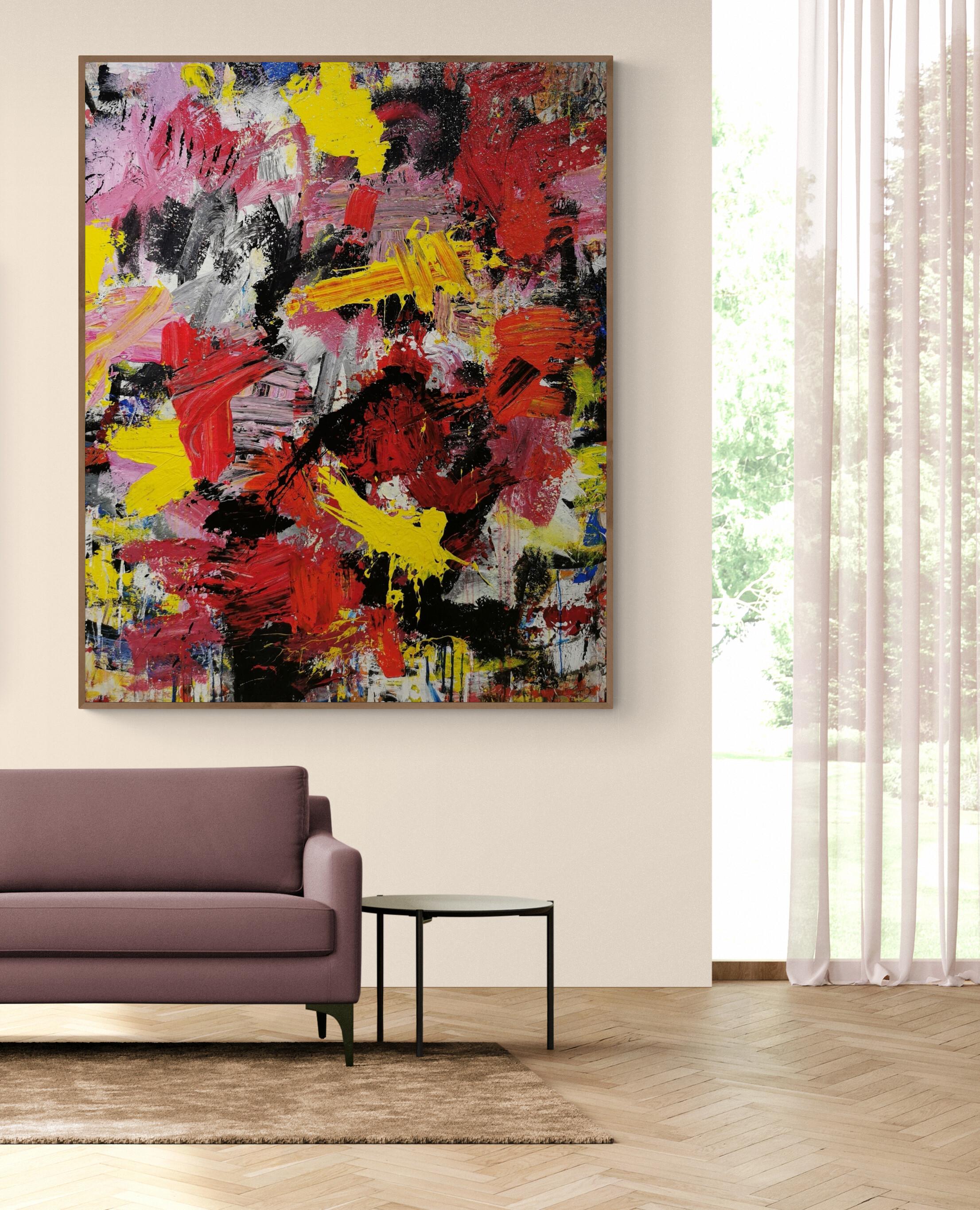 Large, Colourful Abstract Acrylic Painting 