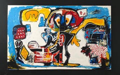 Large Double Panel Abstract Acrylic on Canvas Painting "Incognito"
