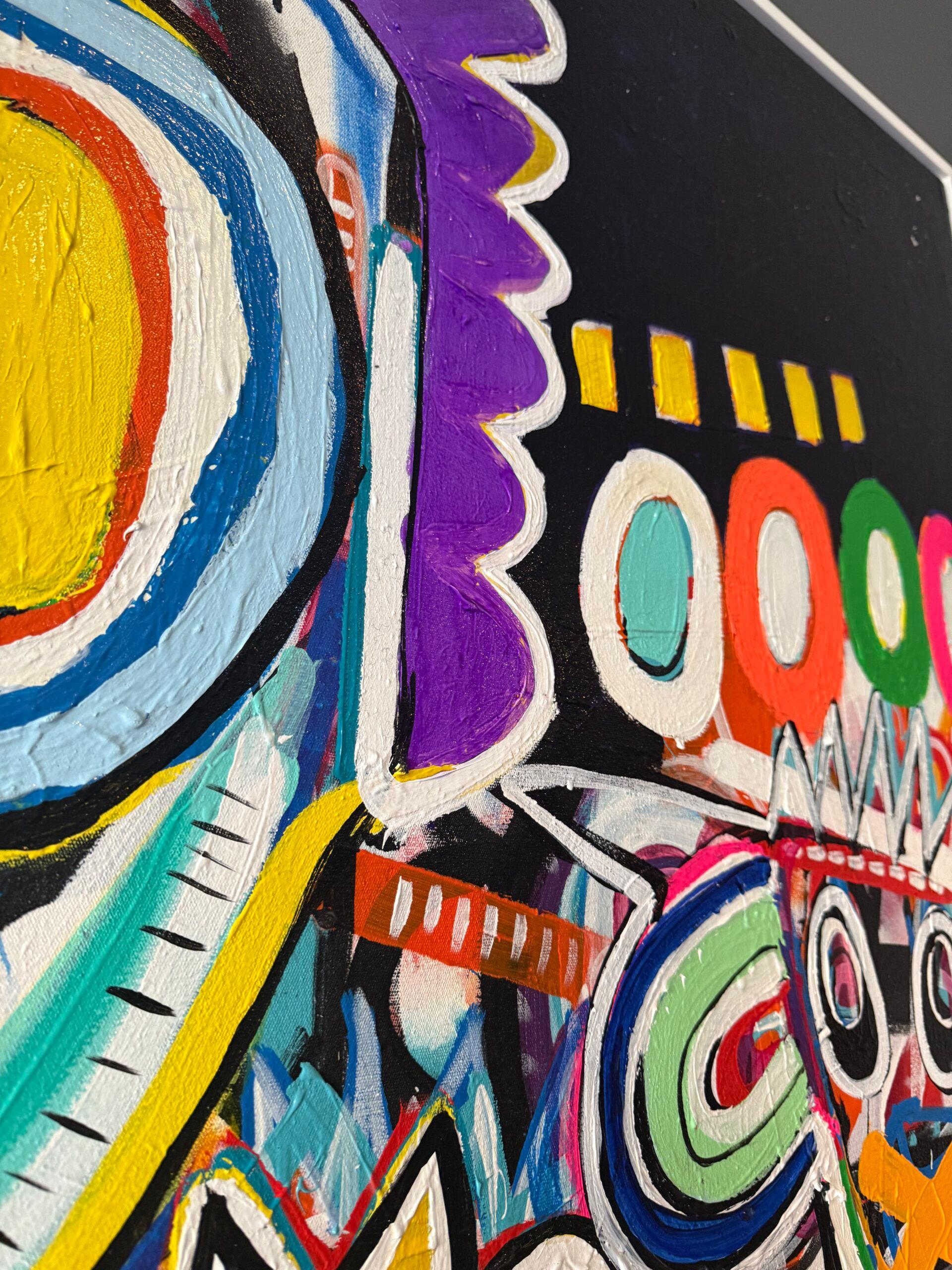 My Wonderful Self (Black) - Beige Abstract Painting by Maico Camilo