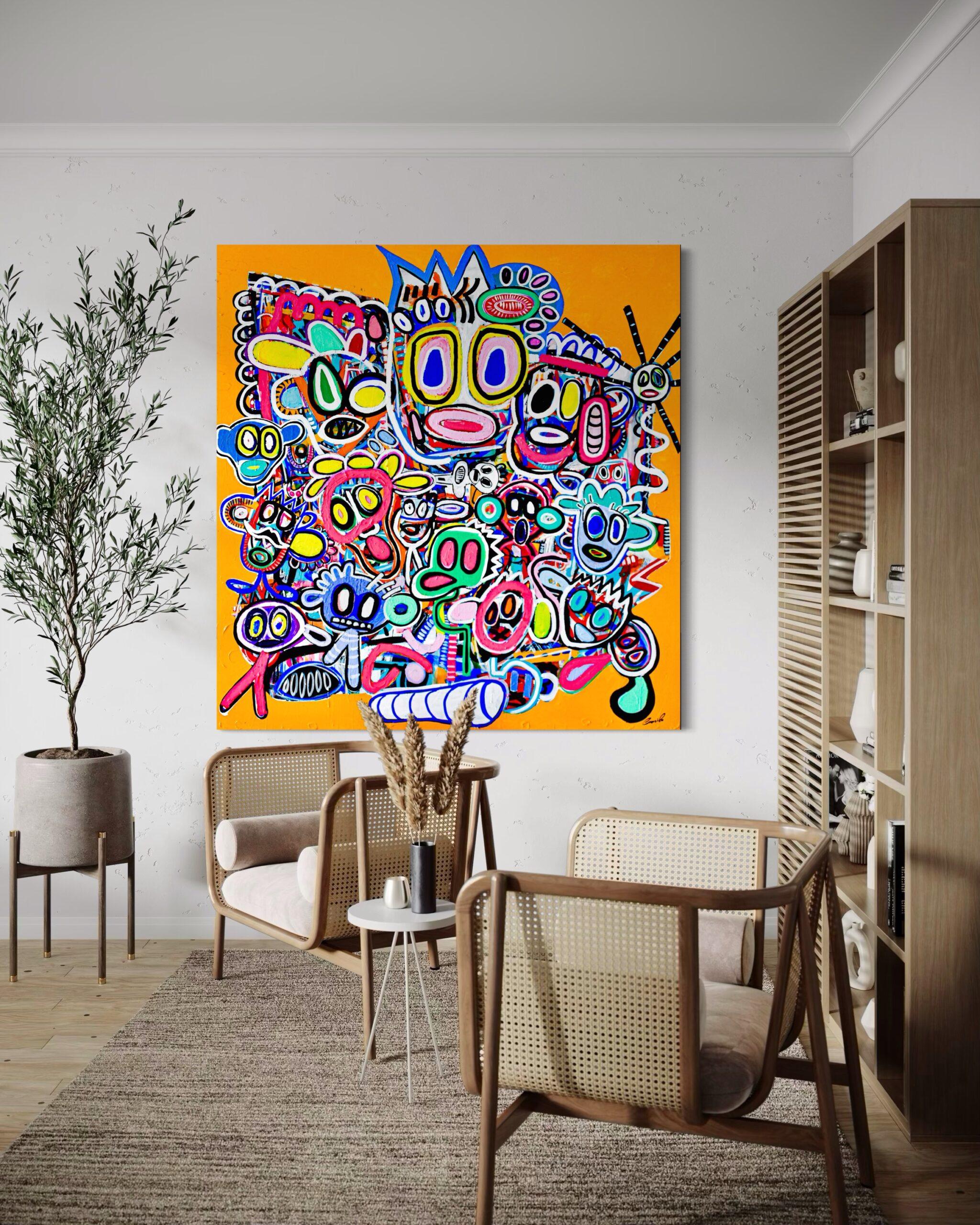 My Wonderful Self (Jaune) - Art urbain Painting par Maico Camilo