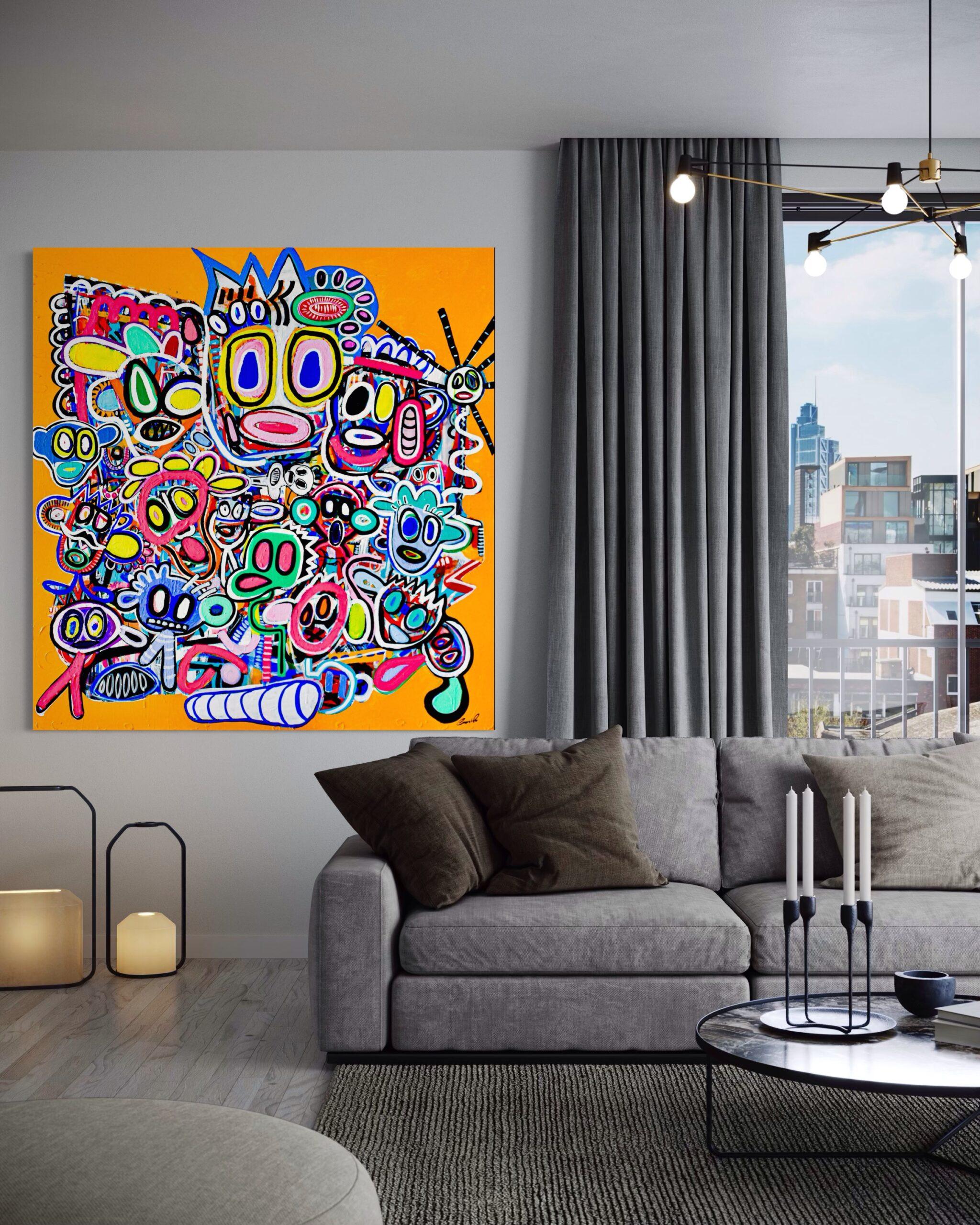 My Wonderful Self (Jaune) - Orange Abstract Painting par Maico Camilo