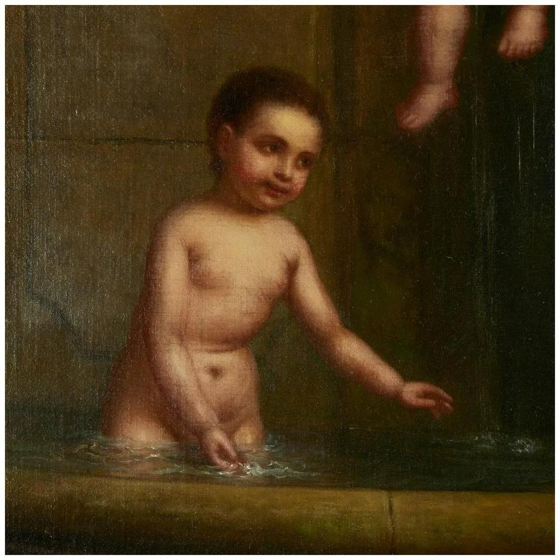 Maiden and Cherubs at the Well Oil Painting by George Henry Hall Dated 1892 For Sale 1
